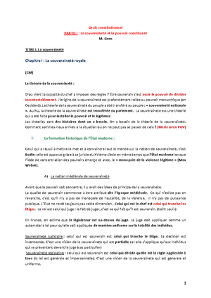 Cours Complet - L1 S1 Droit Constitutionnel - Mme Gren Et M Padovani ...