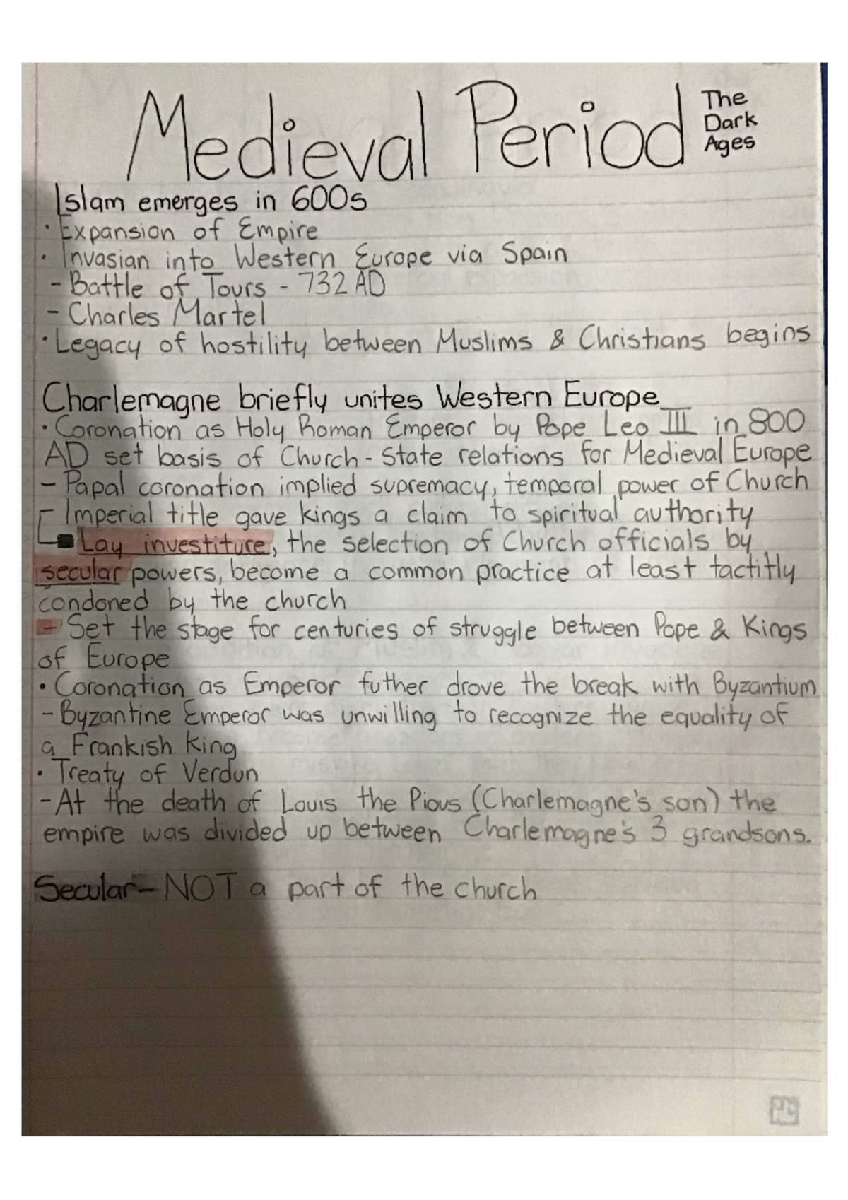 MP-The Dark Ages 2 - Notes for Medieval Period - The Dark Ages ...