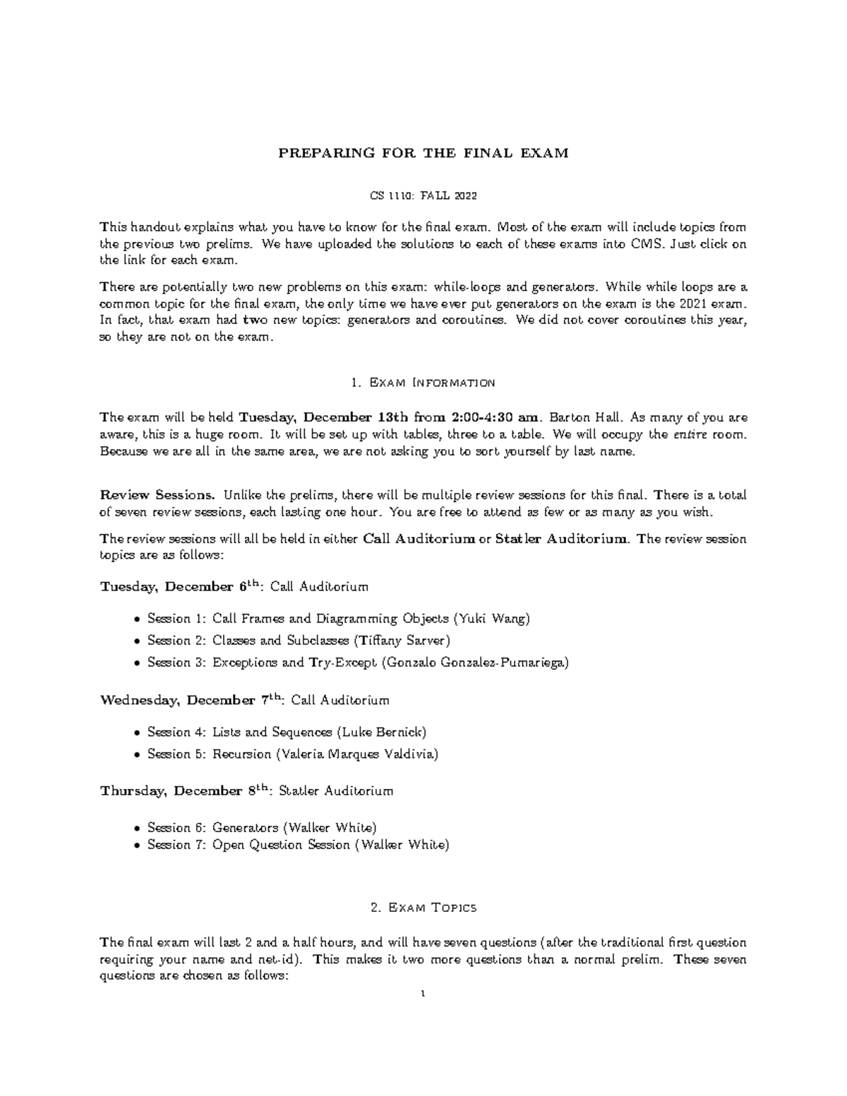 Final Study Guide Study Guide Summary For Final Exam Preparing For Final Study Guide Study Guide Summary For Final Exam Preparing For