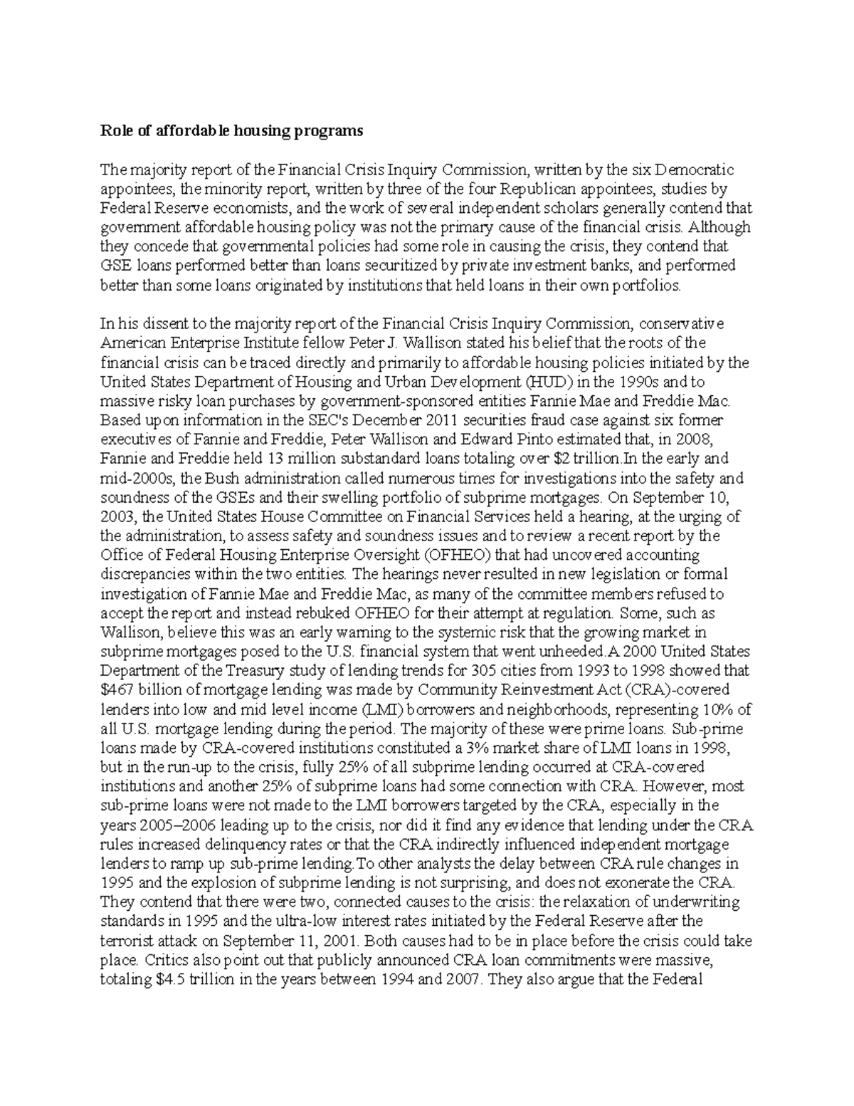 Ep 60 wi Informative Role of affordable housing programs The majority report of the