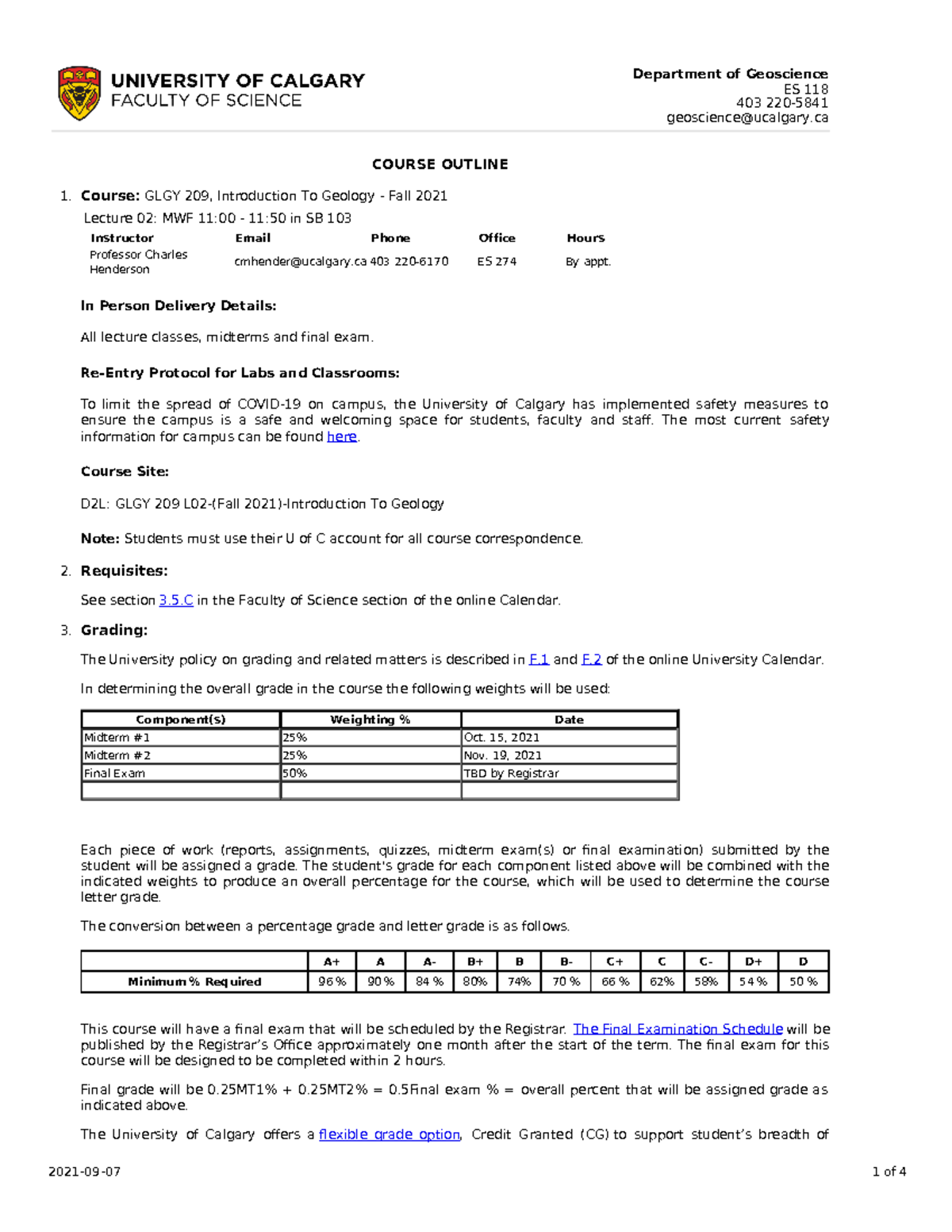 CIS GLGY 209 Lecture 02 Course Info Sheet - Department of Geoscience ES ...