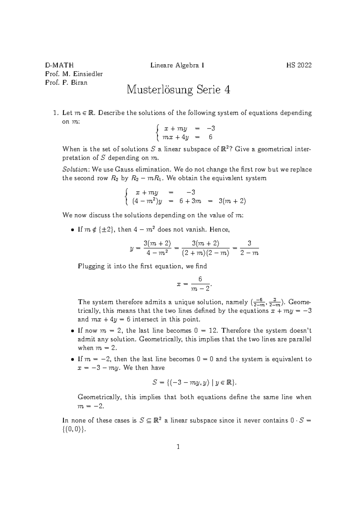 LAI sols04-en - Linear Algebra - D-MATH Lineare Algebra I HS 2022 Prof ...