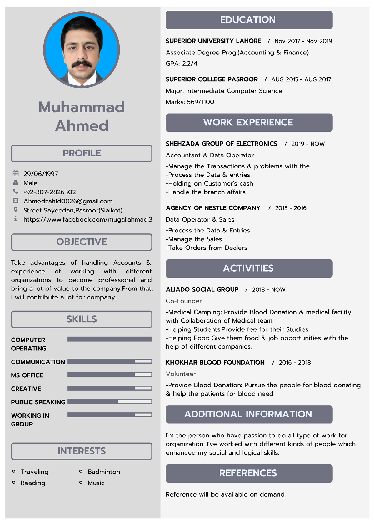 Muhammad-Ahmed-topcv - COMPUTER OPERATING COMMUNICATION MS OFFICE ...