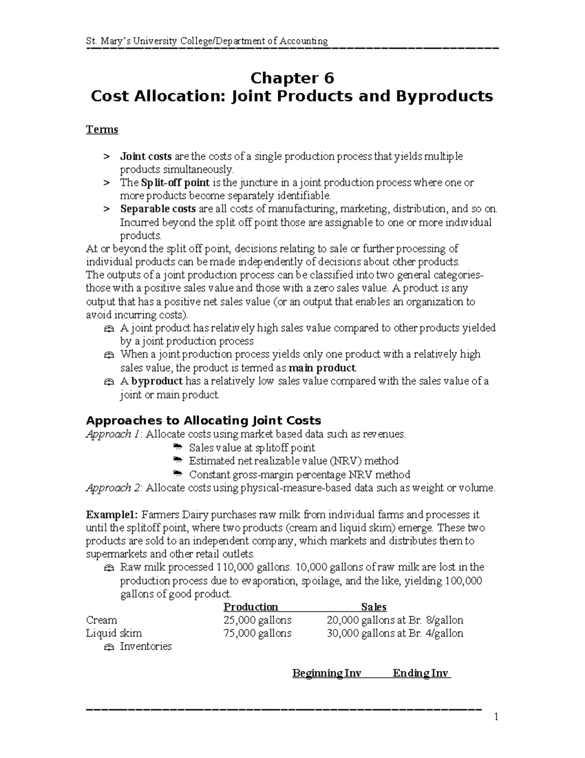 ## ch 6 cost allocation cl - Chapter 6 Cost Allocation: Joint Products ...