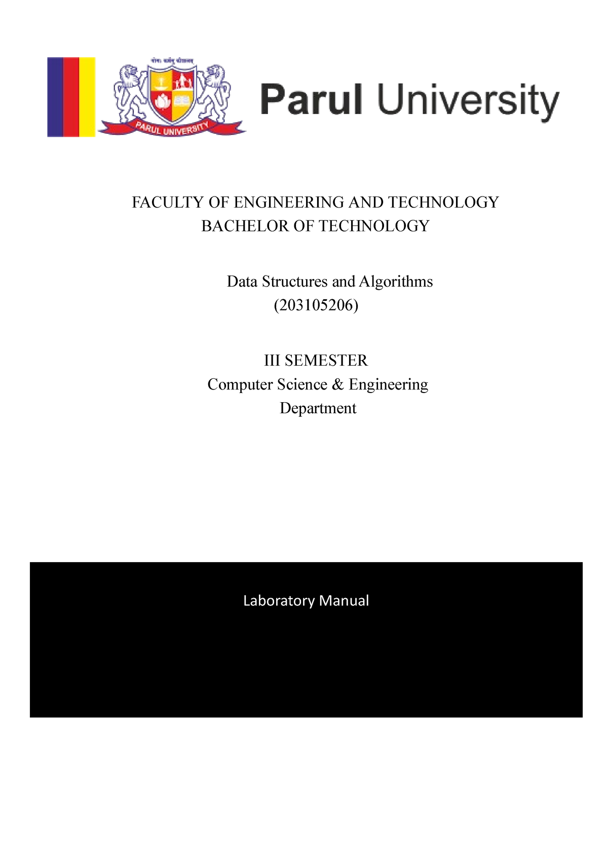 DSA-lab Manual. - Laboratory Manual FACULTY OF ENGINEERING AND ...