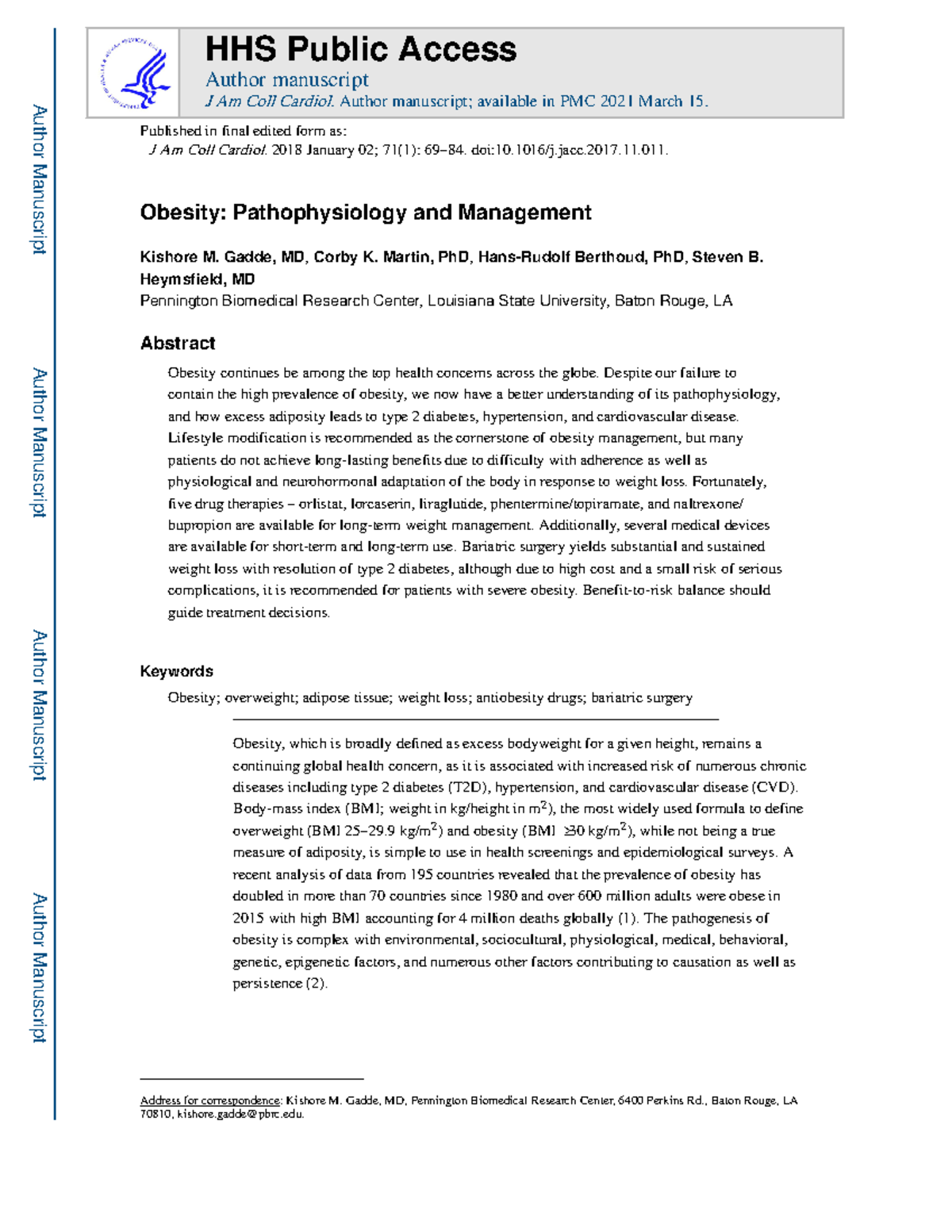 Fisiopatologia Obesity Pathophysiology and Management Kishore M