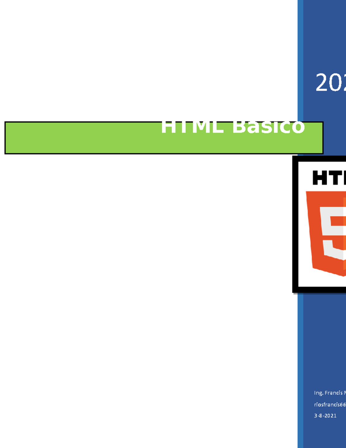 HTML (1) - como crea paginas html - 202 Ing. Francis M riosfrancis 3-8 ...