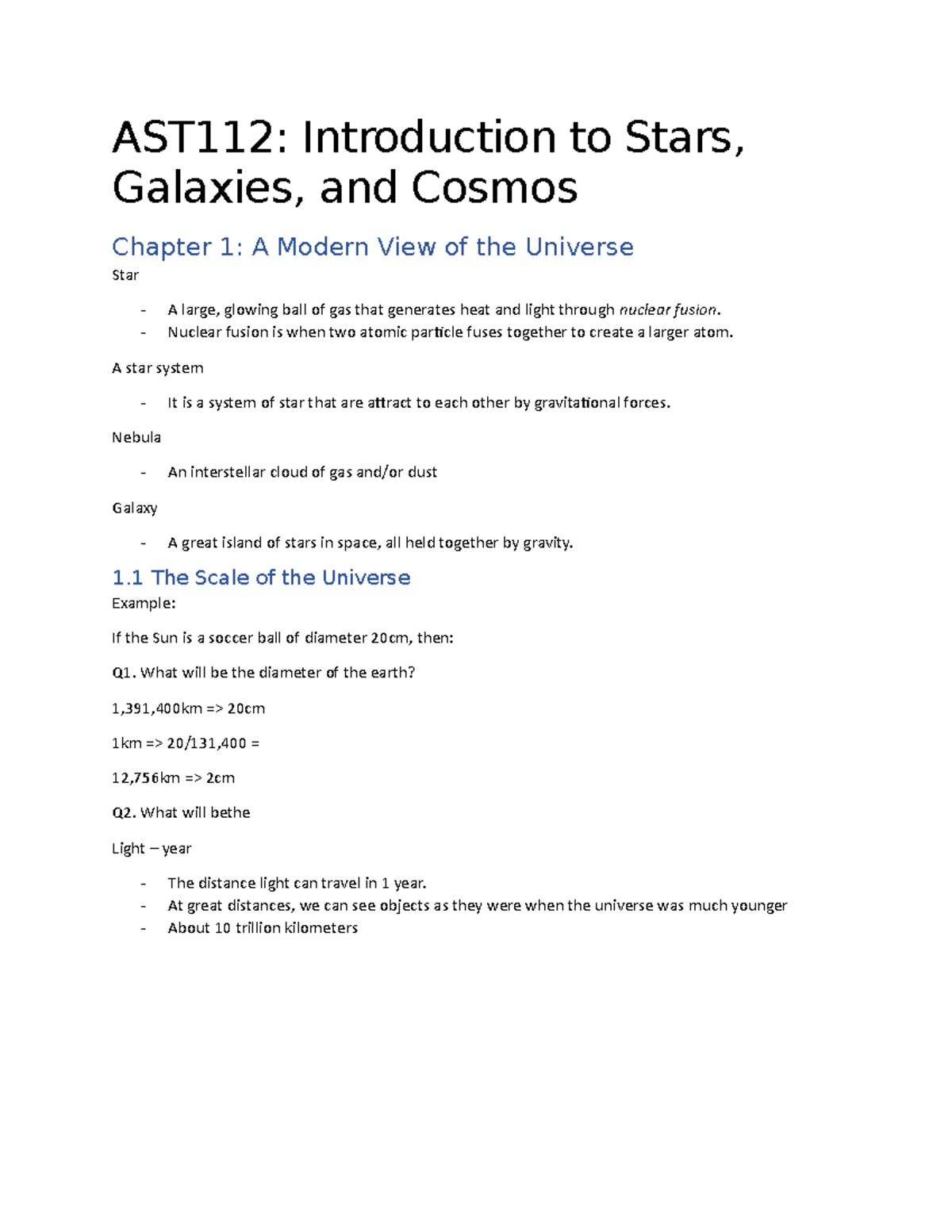 Lecture 1 - AST112: Introduction To Stars, Galaxies, And Cosmos Chapter ...