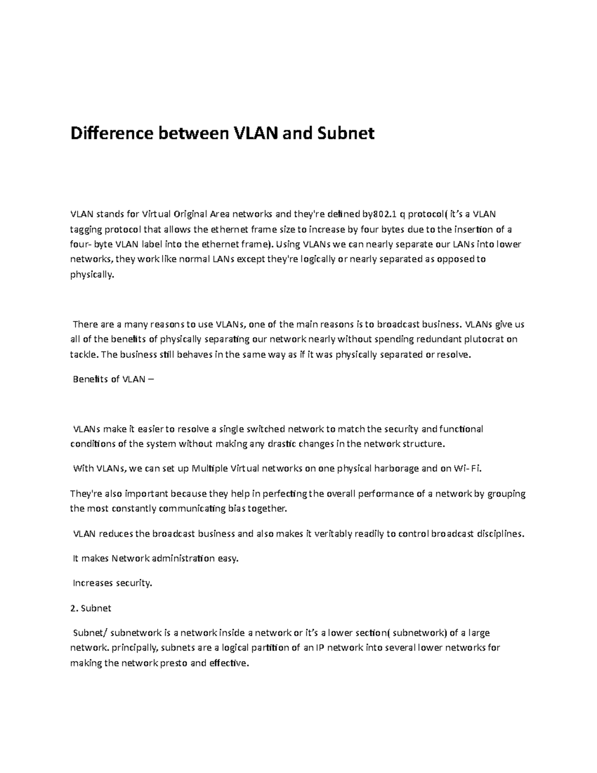 Difference Between VLAN And Subnet - Using VLANs We Can Nearly Separate ...