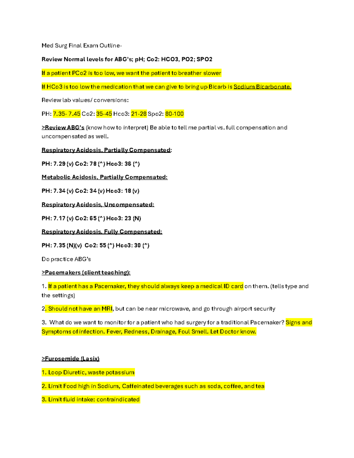 Medical Surgical 1 final exam outline - Med Surg Final Exam Outline ...