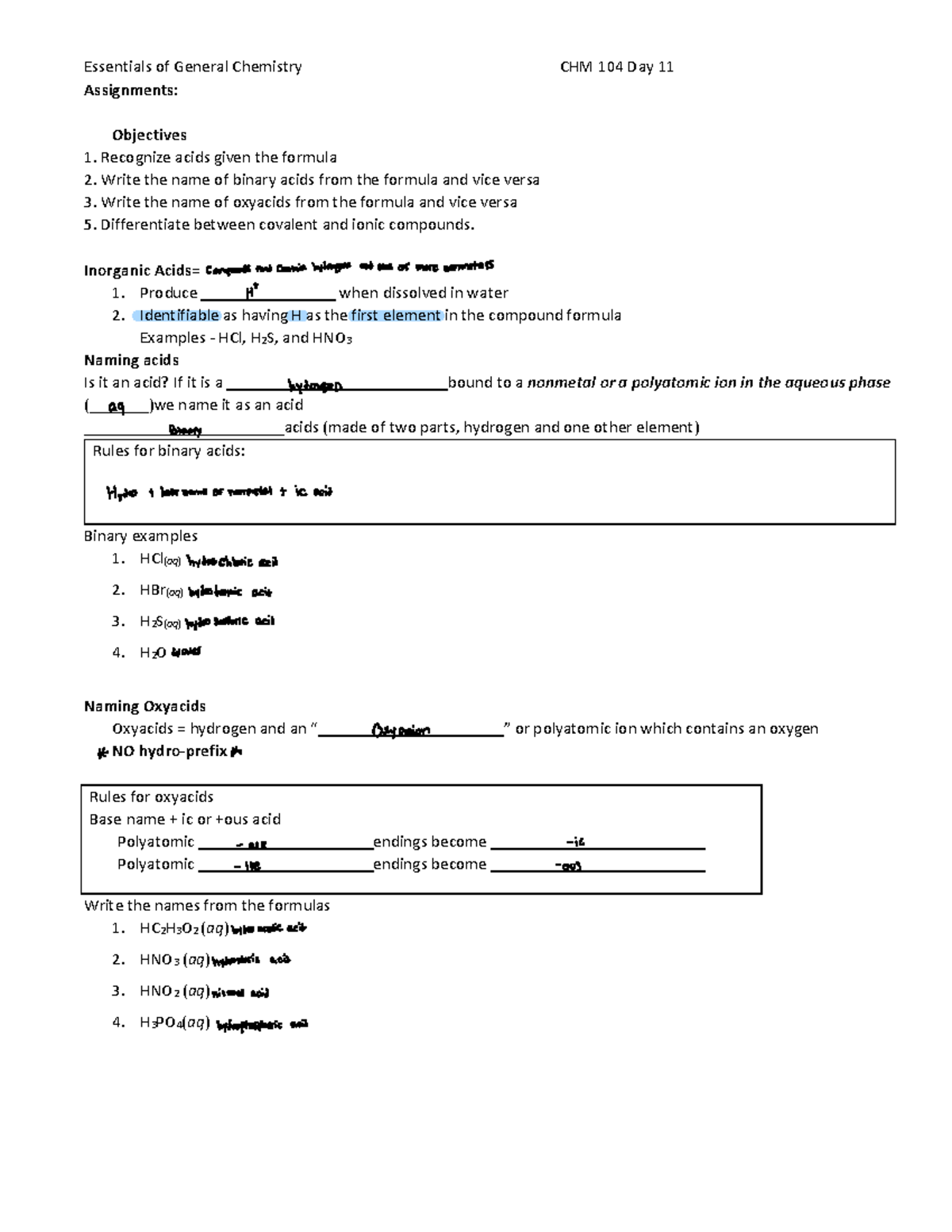 CHM 104 Day 11 - Lecture Notes For Chm 104 Wentzel's Class - Essentials ...