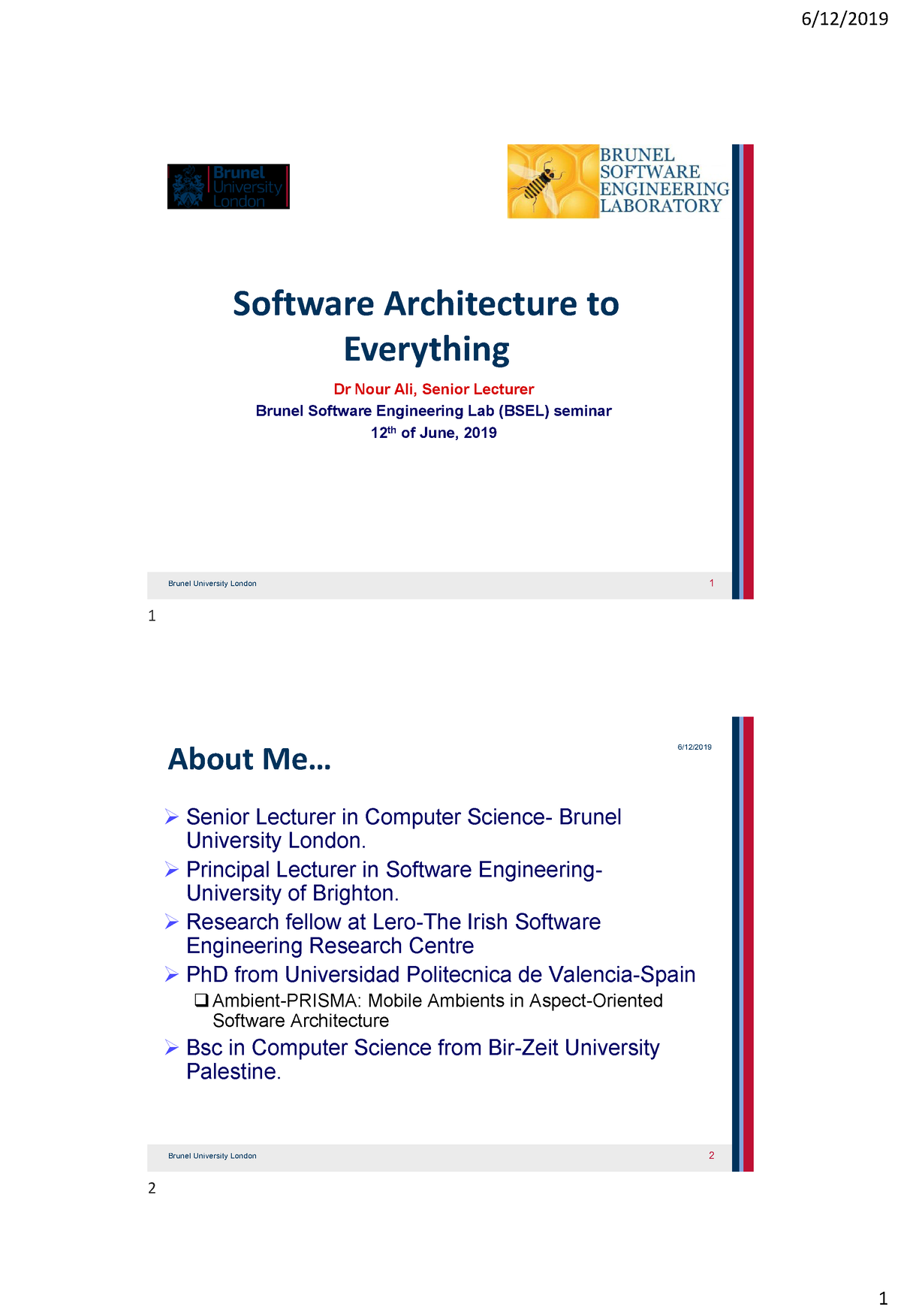 Software Architecture To Everything - Brunel University London Software ...