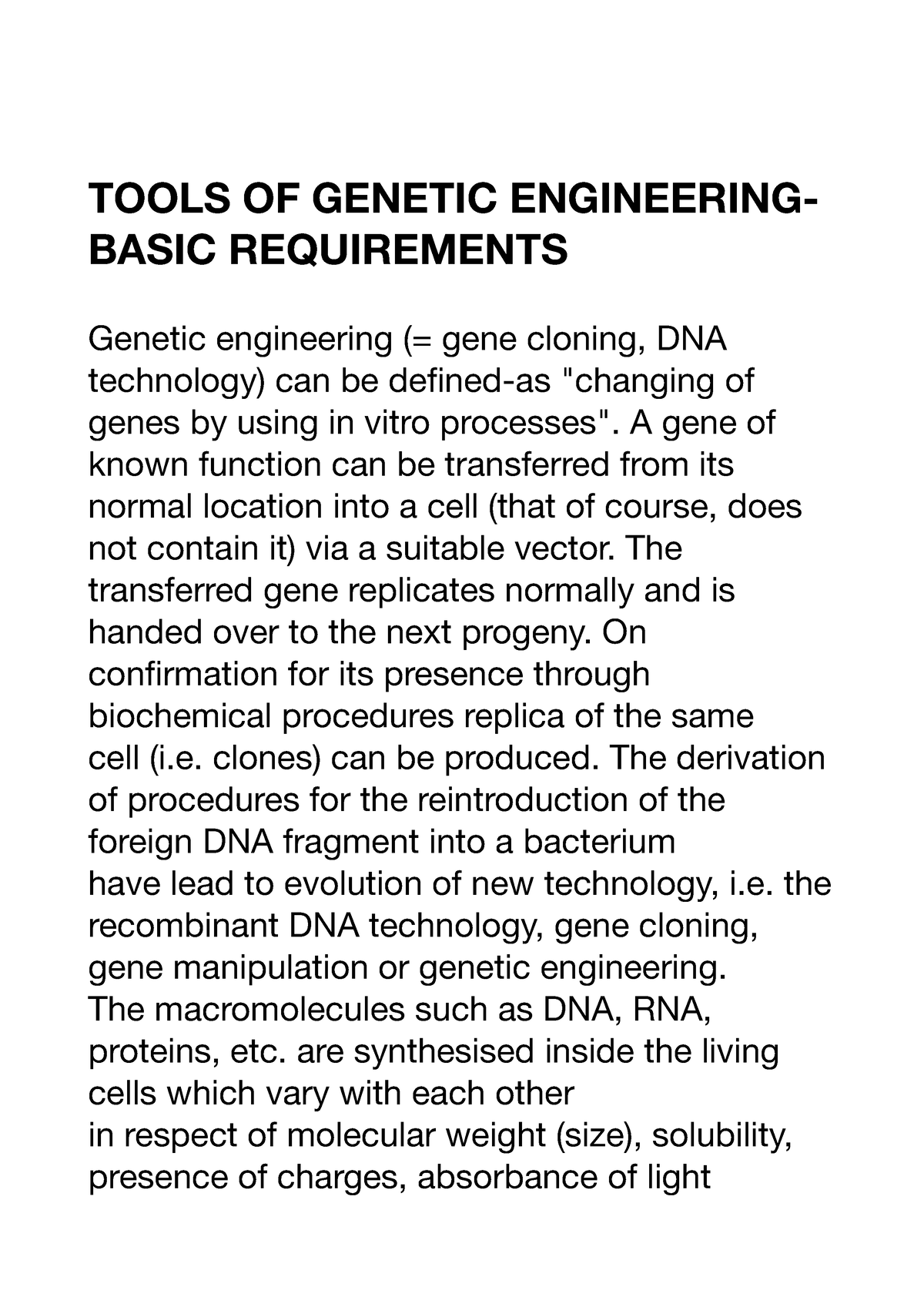 Tools of engineering Basic requirements I TOOLS OF