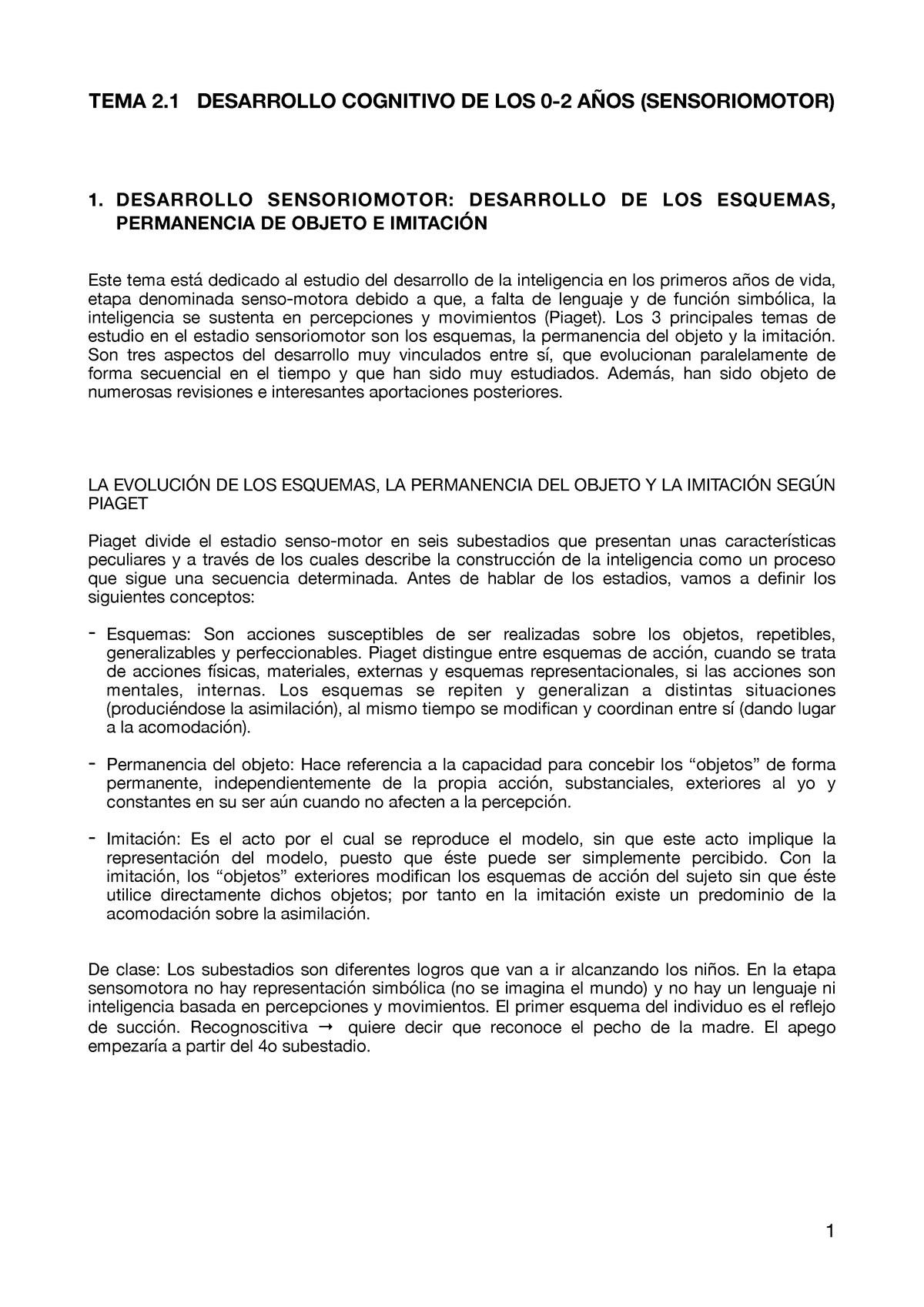 TEMA 2 Terminado TEMA 2 DESARROLLO COGNITIVO DE LOS 0 2 A OS