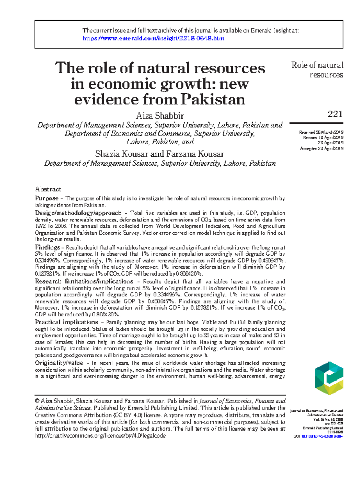 10-1108 Jefas-03-2019-0044 - The role of natural resources in economic ...