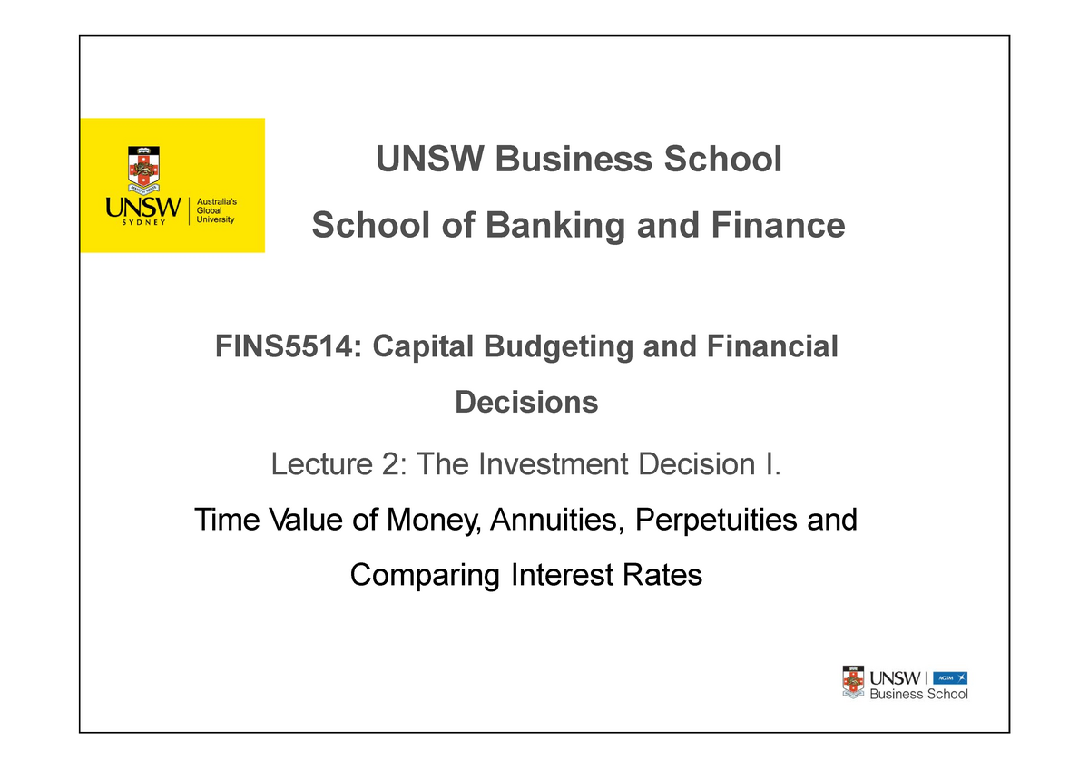 FINS5514 Lecture 2 - UNSW Business School School Of Banking And Finance ...