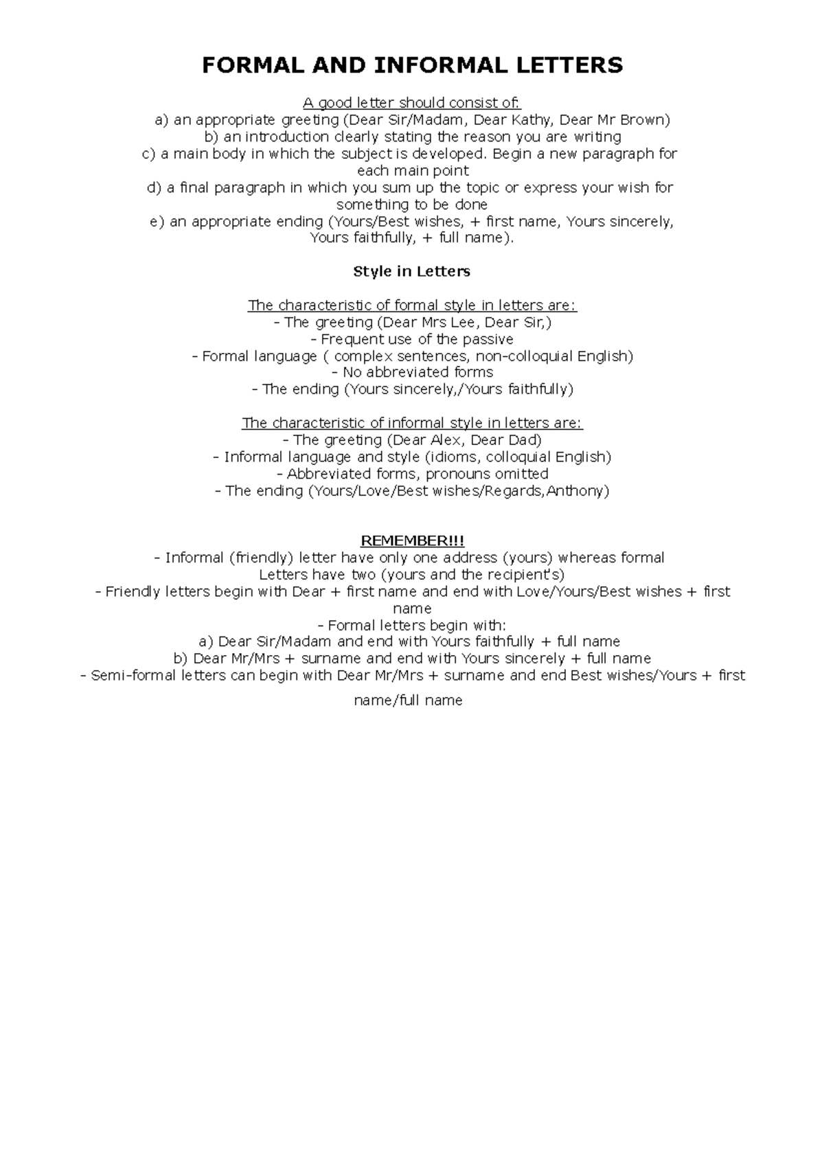 Formal & Informal Letters Language Expression - FORMAL AND INFORMAL ...