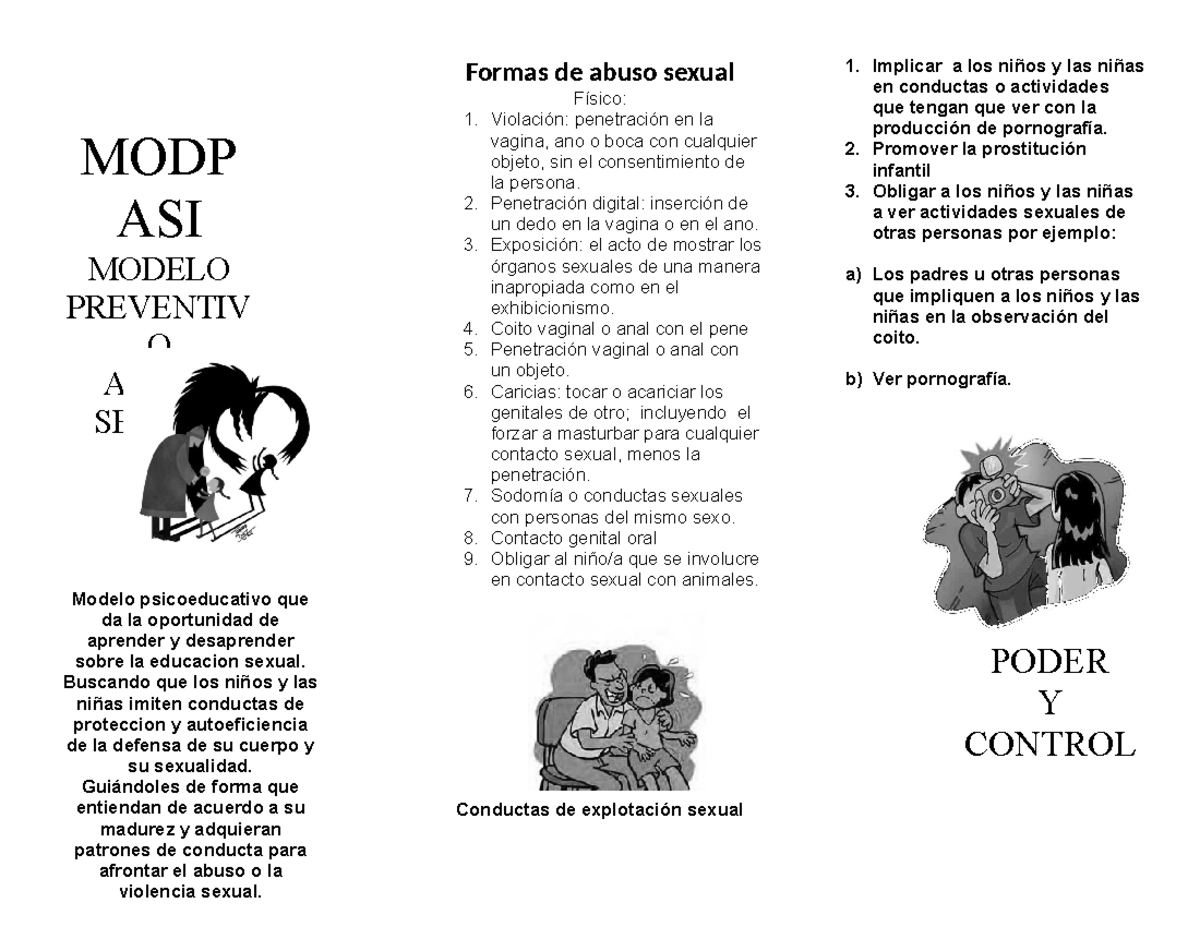 Triptico 1 - tema sobre el programa de MODPASI sobre el abuso sexual ...
