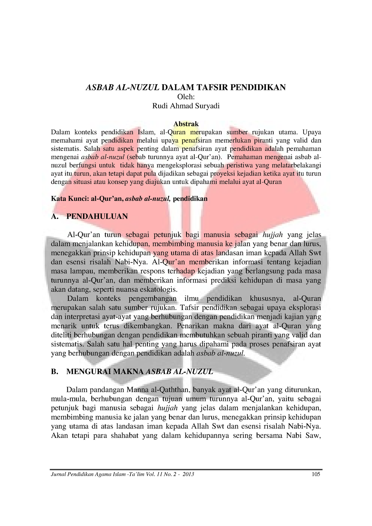 03 Asbab A-Nuzul Dalam Tafsir Pendidikan - Rudi - ASBAB AL-NUZUL DALAM ...