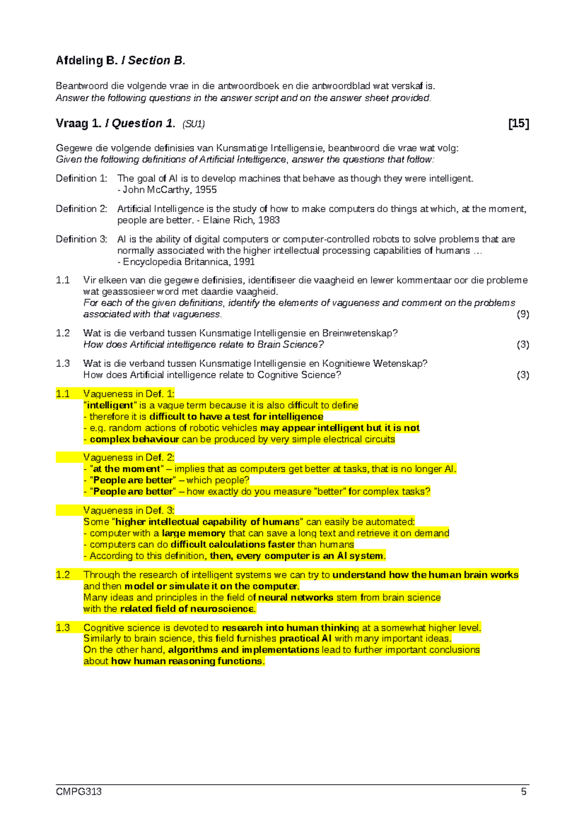 2021 1st-Opp Section-B Memorandum CMPG313 - Afdeling B. / Section B ...