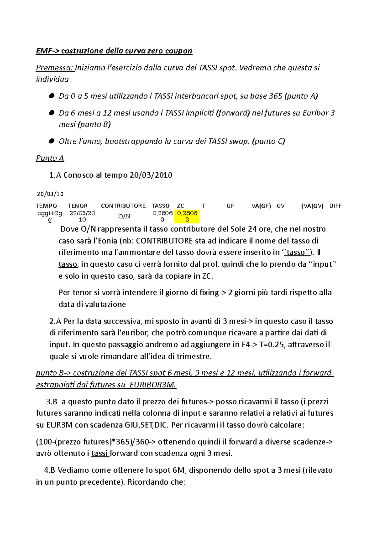 Bootstrapping in excel EMF> costruzione della curva zero coupon