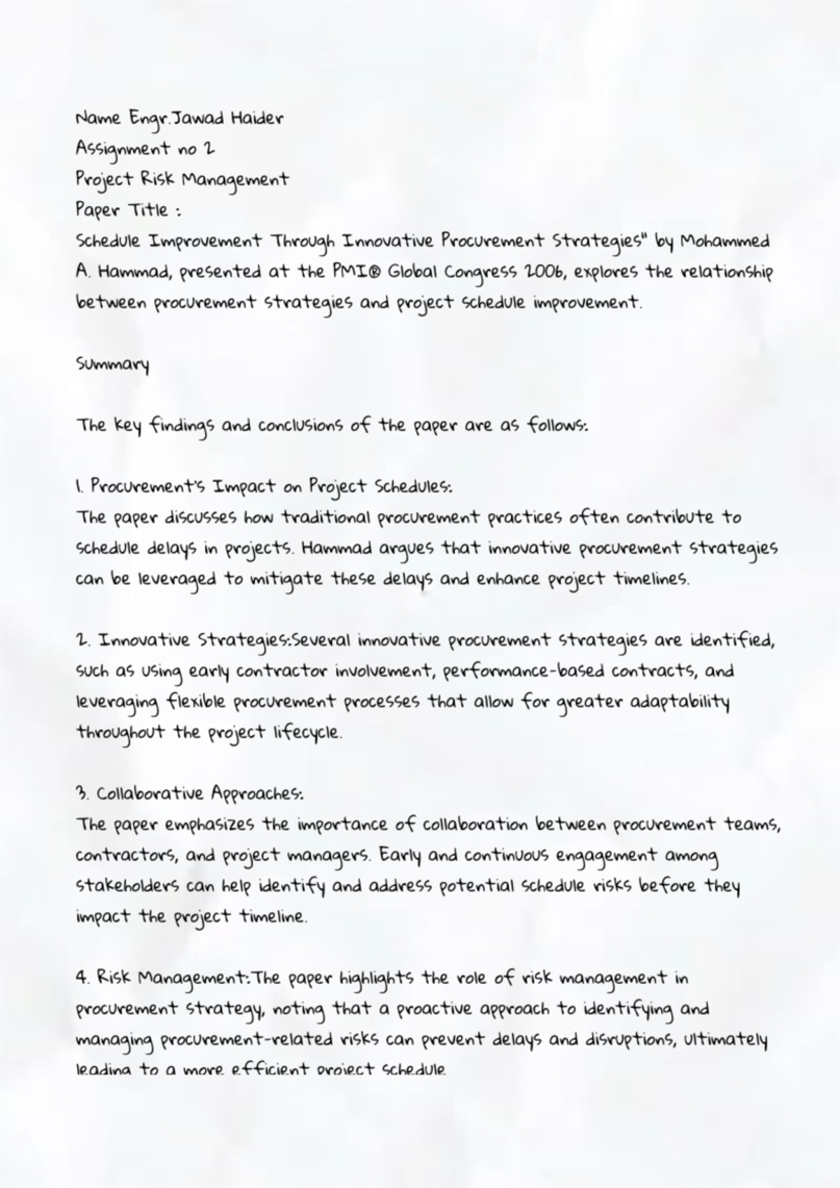 Safari - course wirk notes - Name Engr. Jawad Haider Assignment no 2 ...