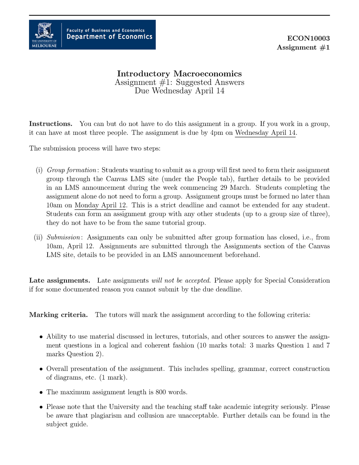 macroeconomics assignment sample