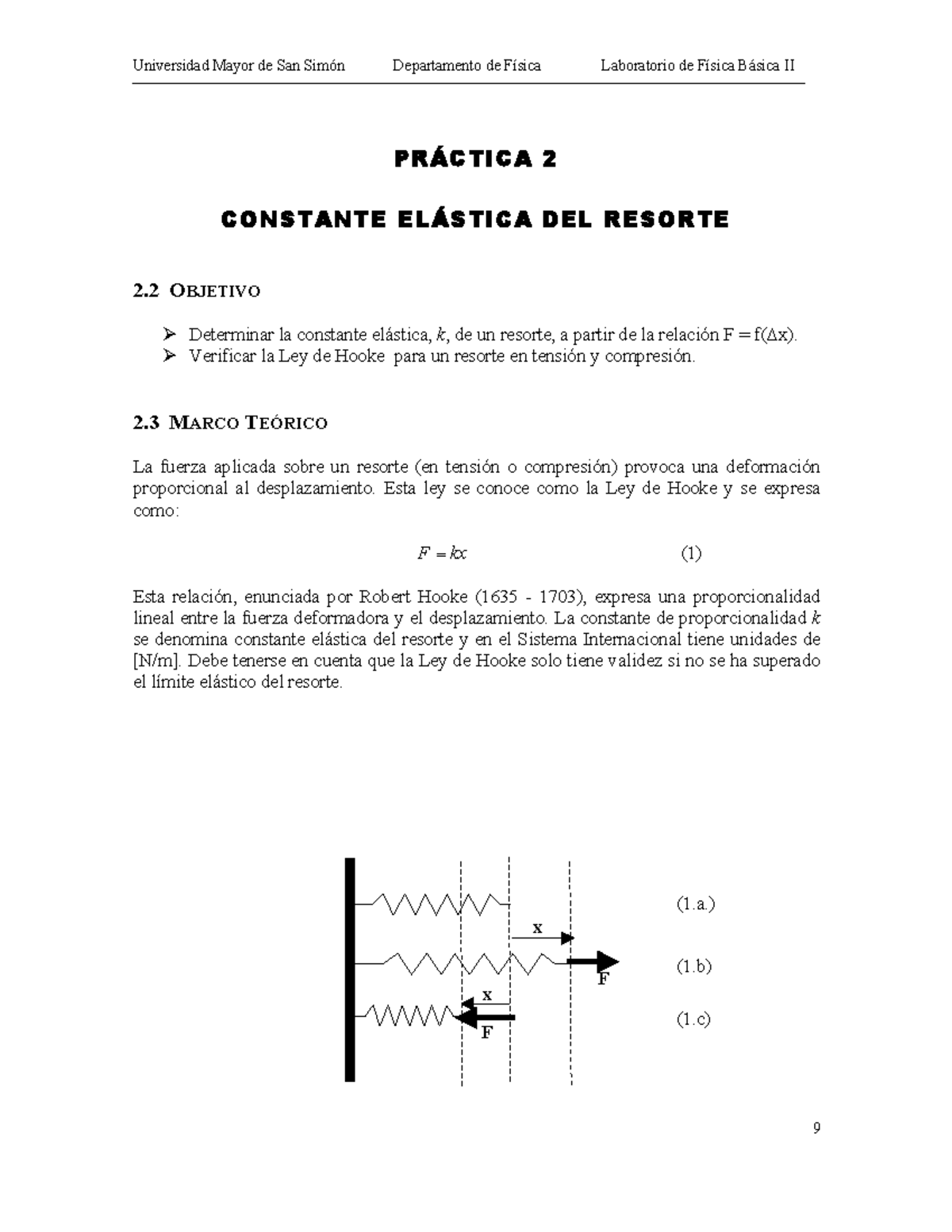 Guia De Laboratorio Constante Elástica Del Resorte - Universidad Mayor ...