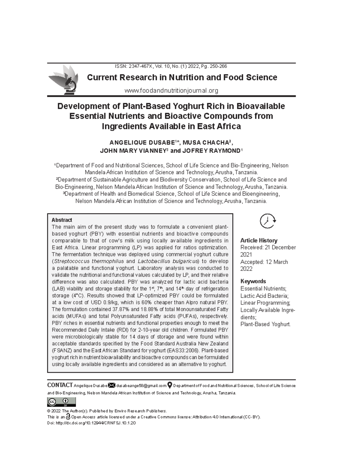 Plant based yogurt Development of PlantBased Yoghurt Rich in Bioavailable Essential Nutrients