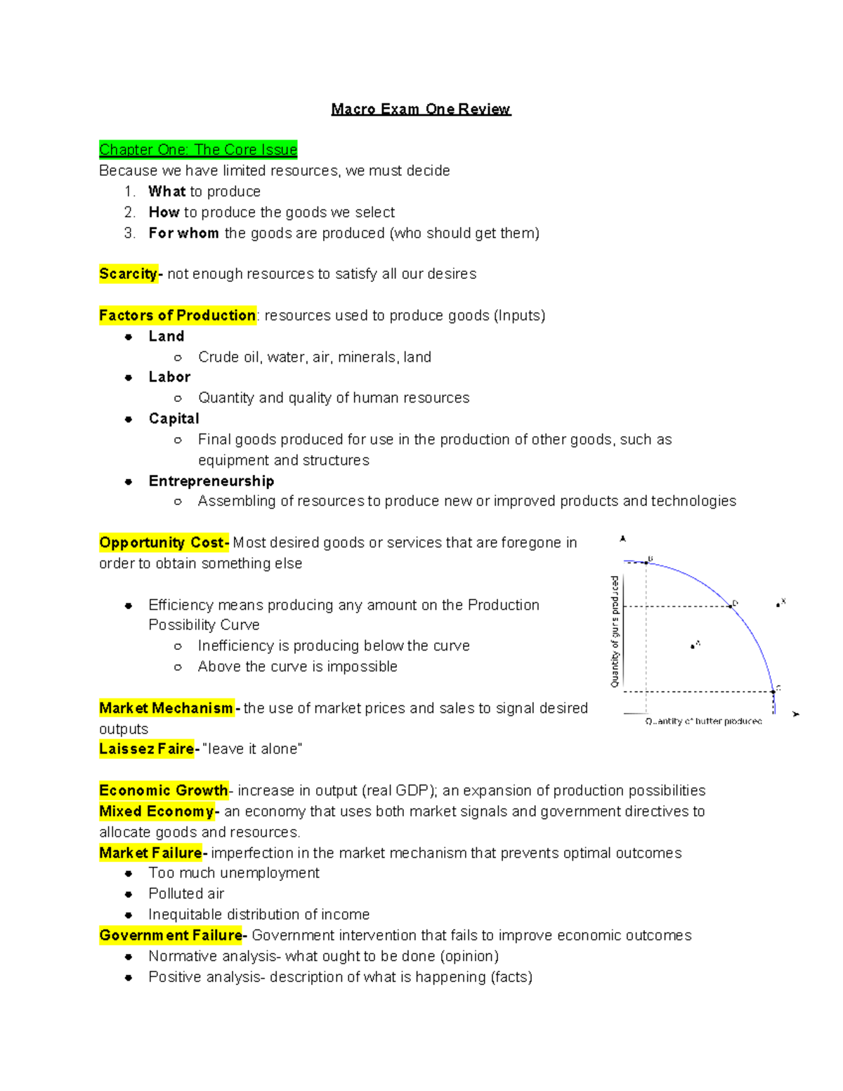 Economics Exam Macro One Review Include Chapter One To Chapter Seven ...