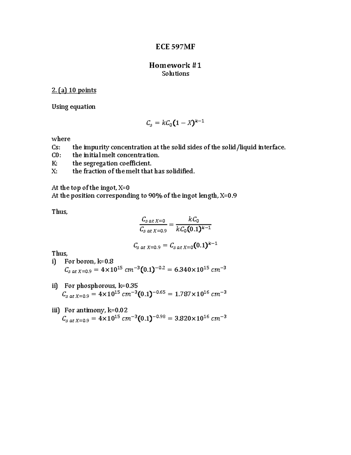 HW1 Solution - ECE 597MF Homework Solutions (a) 10 points Using ...