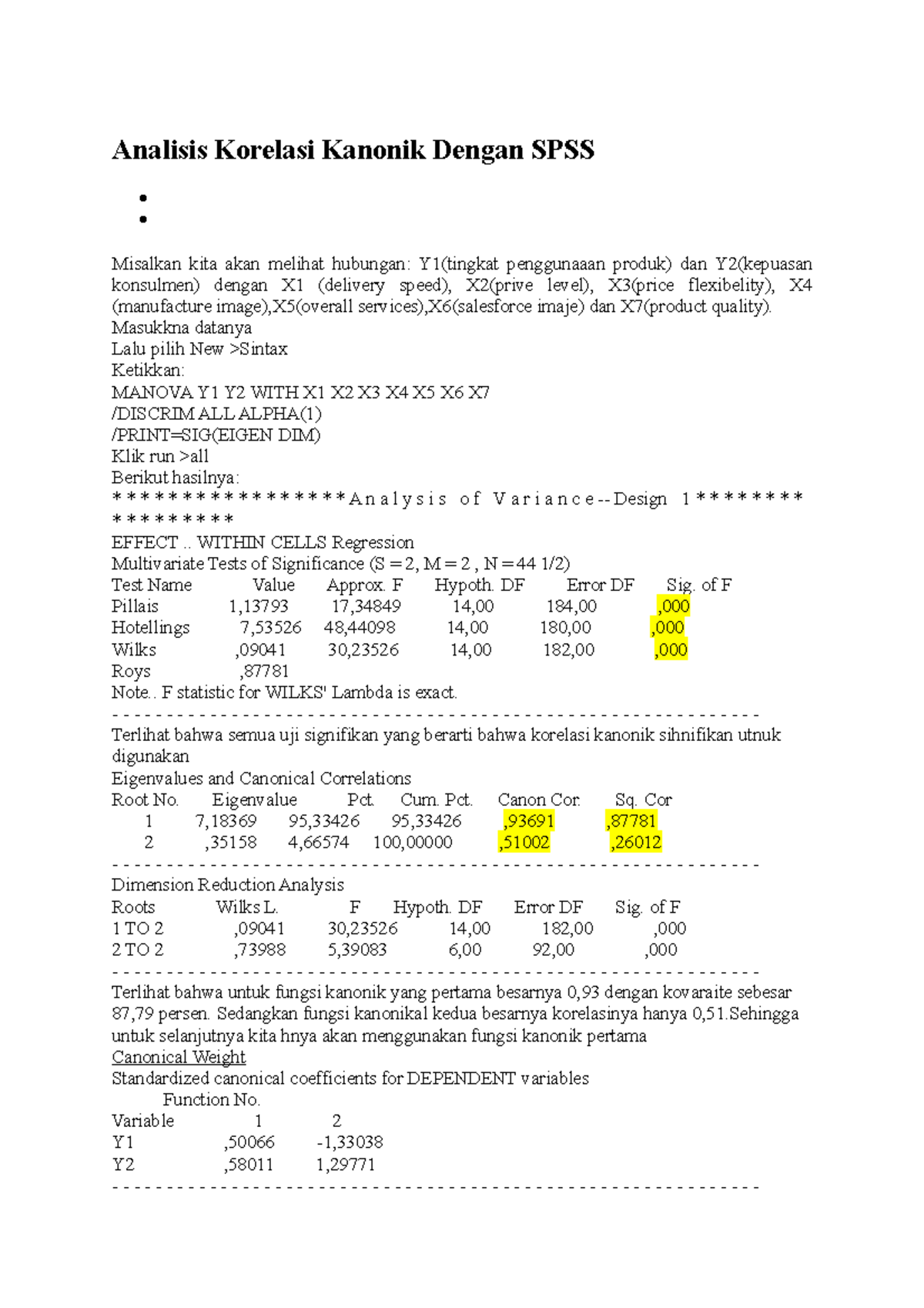 Analisis Korelasi Kanonik Dengan SPSS - Analisis Korelasi Kanonik ...