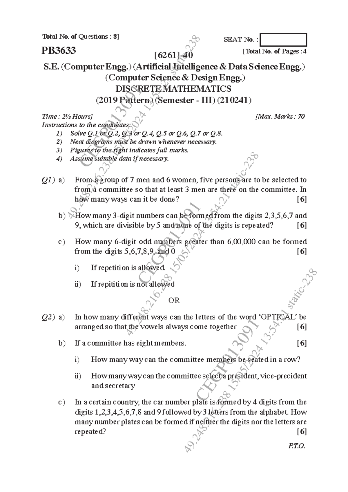 DM SPPU Previous Year Question Papers - [6261]-40 1 Total No. of ...