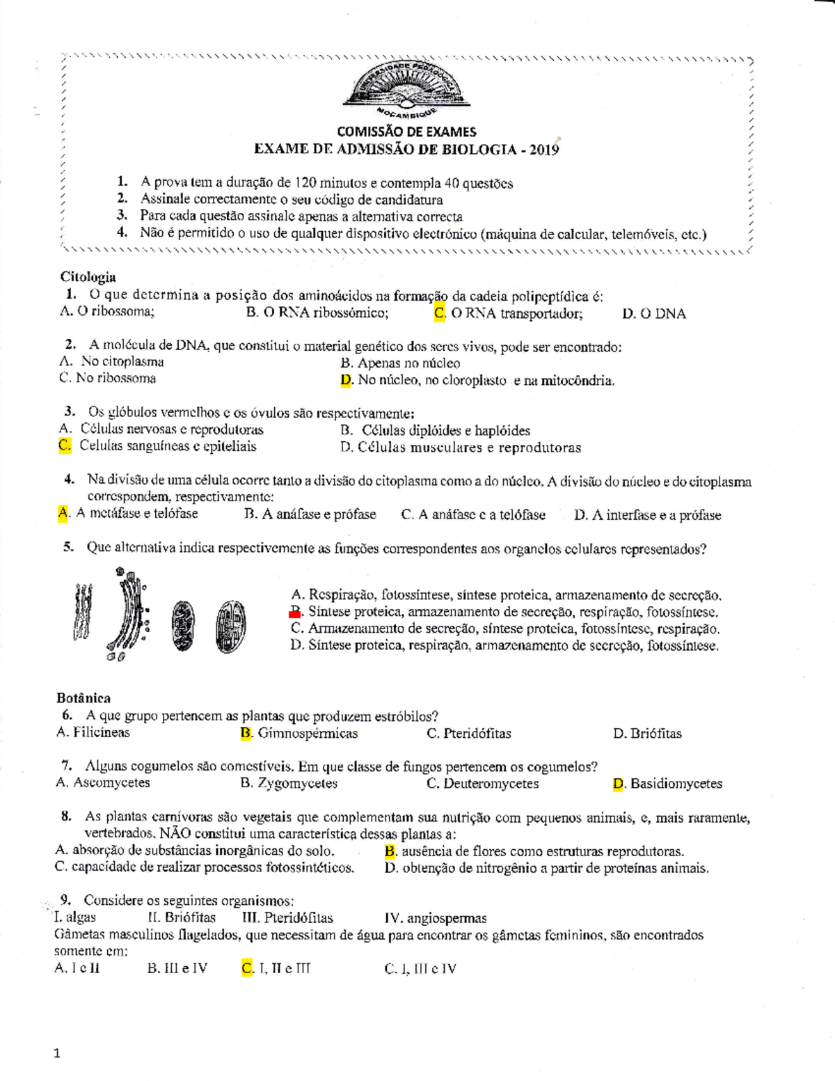 Biologia 2019 Carater Avaliativo Essential Cell Biology Comissao De Exames Exame De 1703