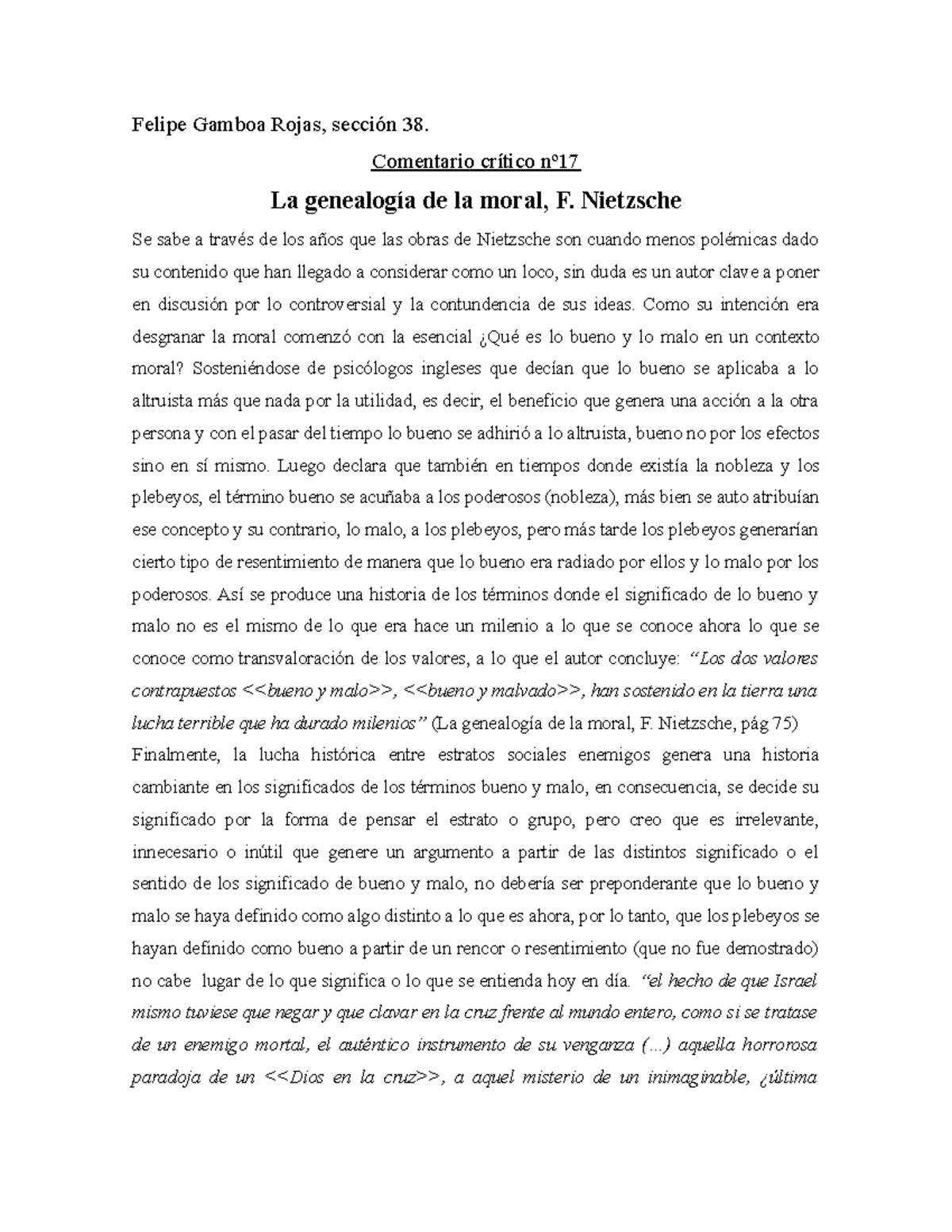 CC Nietzsche Ensayo sobre "la genealogía de la moral