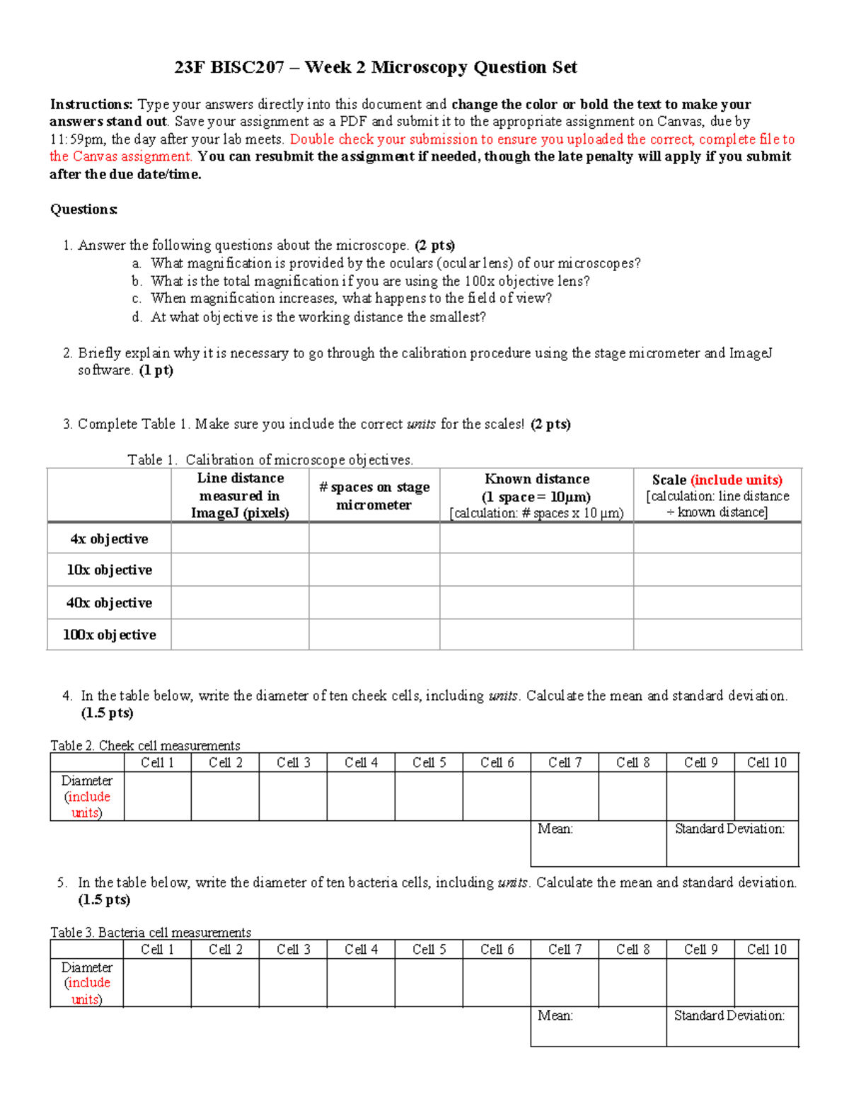 23F BISC207 Week 2 Microscopy Question Set - Tagged - 23F BISC207 ...