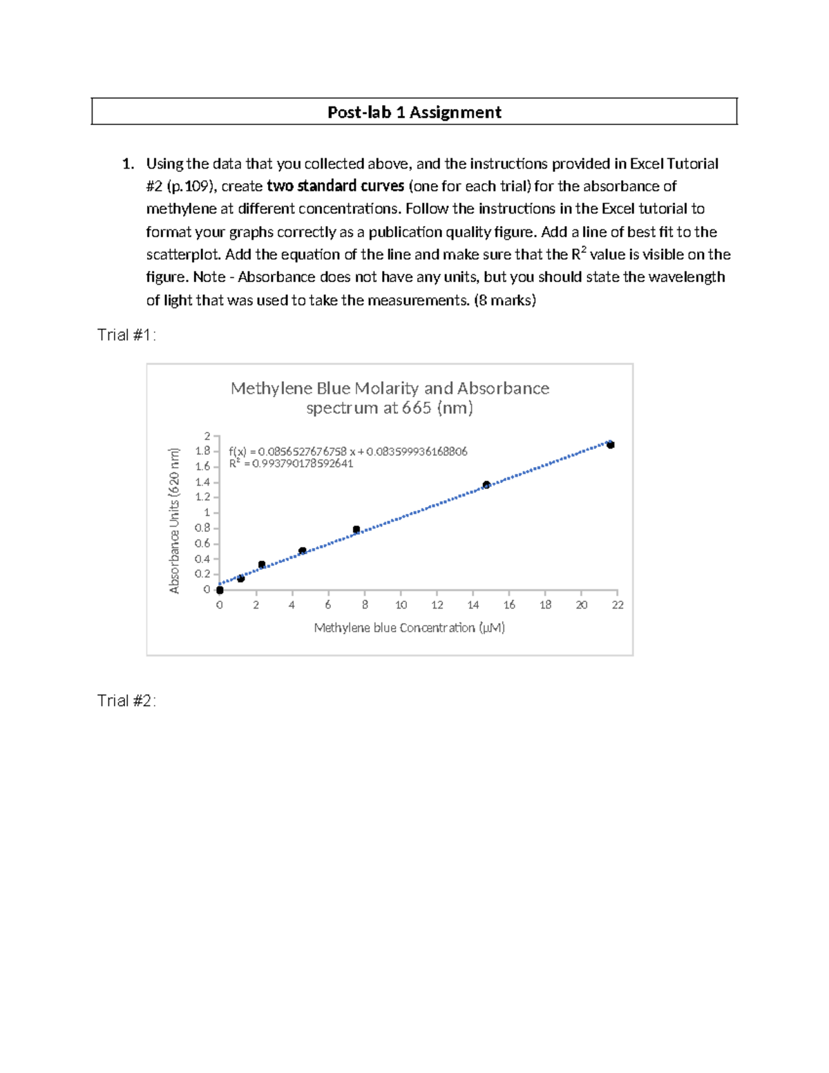 Bio Post Lab 1 Assignment - Post-lab 1 Assignment 1. Using the data ...