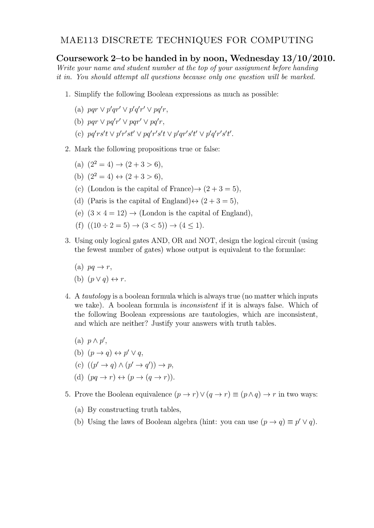 Coursework 02 Questions Mae113 Studocu