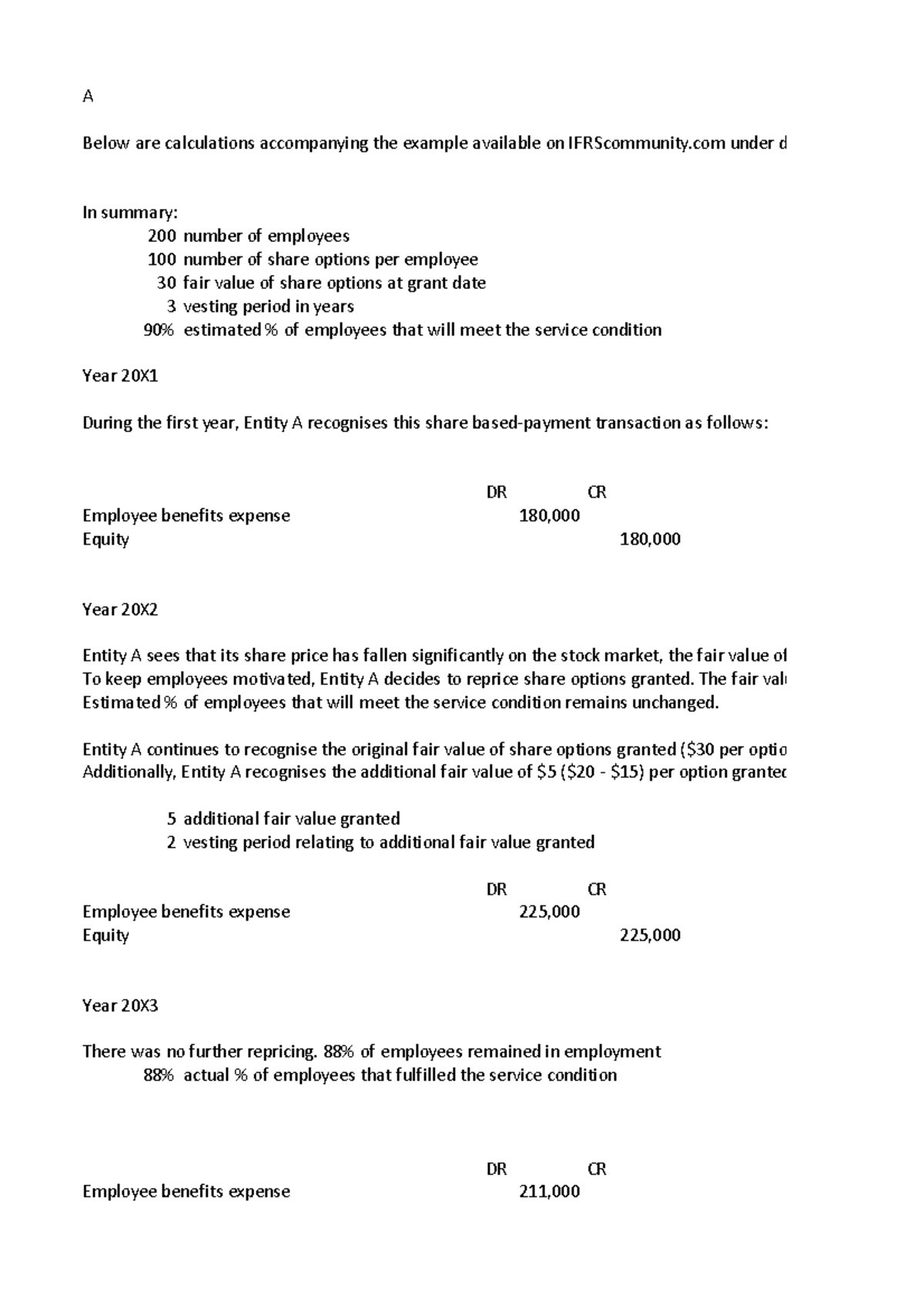 IFRS - Course - A Below are calculations accompanying the example ...