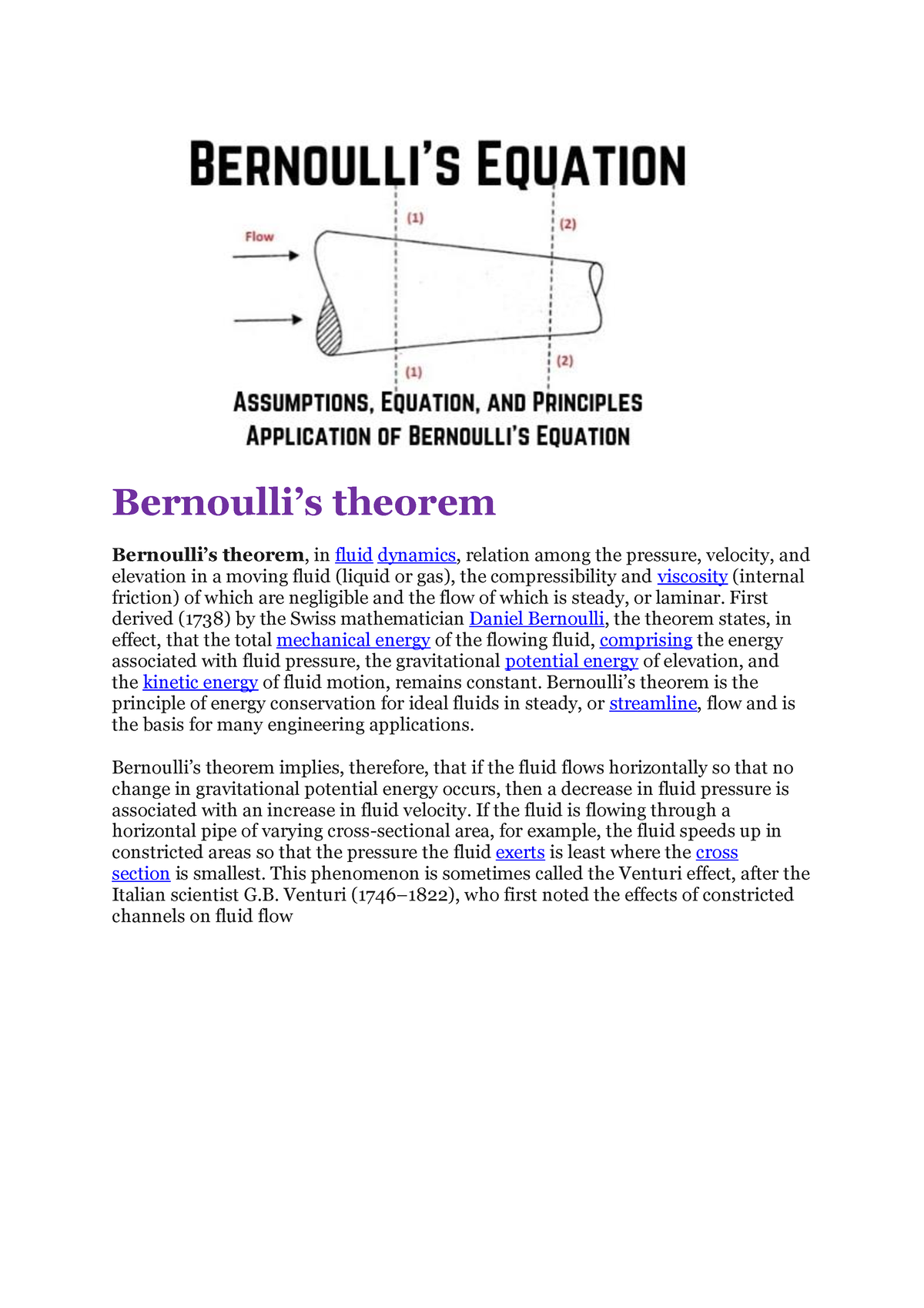 Bernoulli’s Theorem - Ber - Bernoulli’s Theorem Bernoulli’s Theorem, In ...