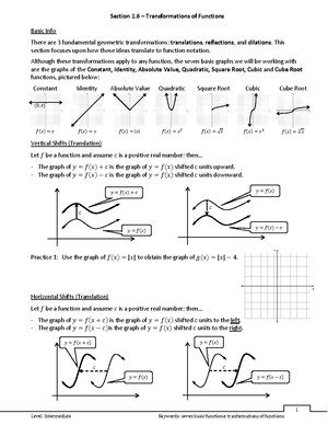 1.6 - Transformations Of Functions - Section 1 – Transformations Of ...