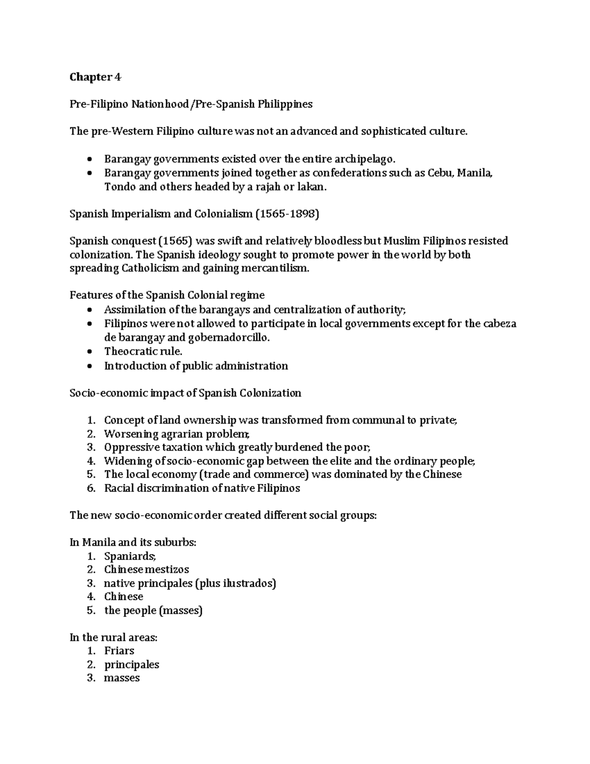 GESS 2 Chapter 4 - notes - Chapter 4 Pre-Filipino Nationhood/Pre ...