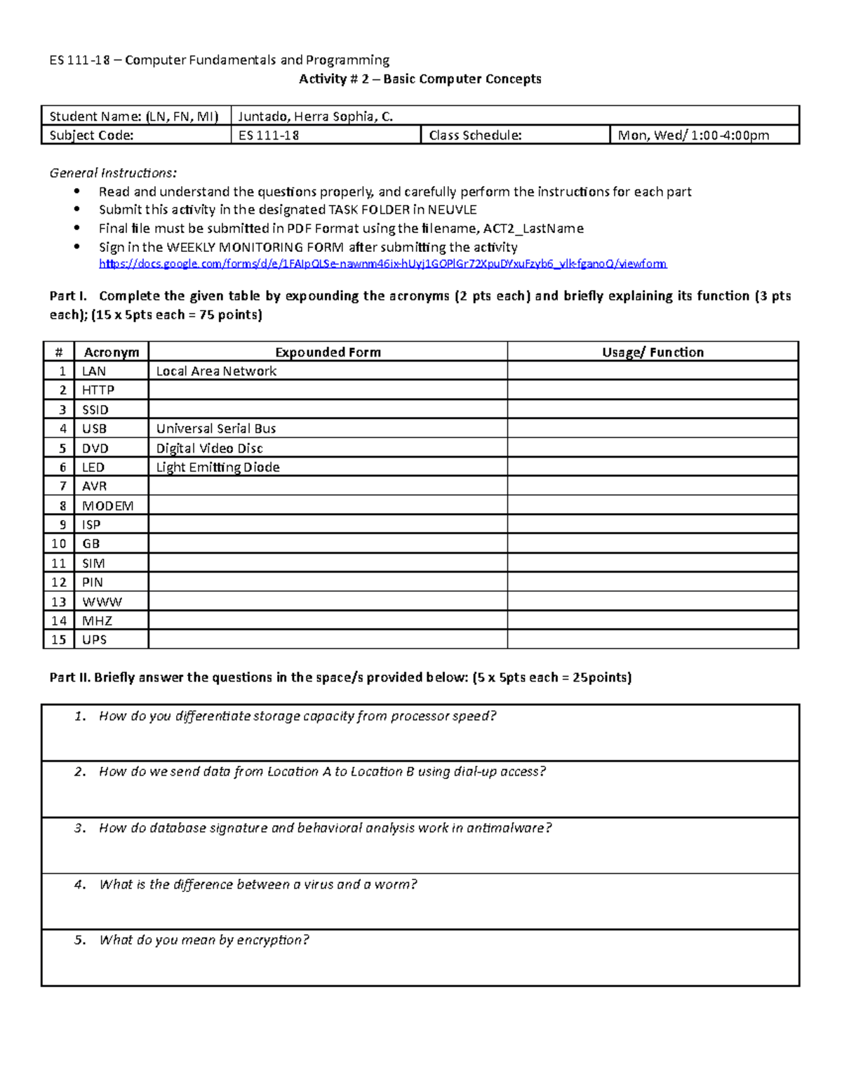 ES 111-18; Activity # 2 - Basic Computer Concepts - ES 111-18 ...
