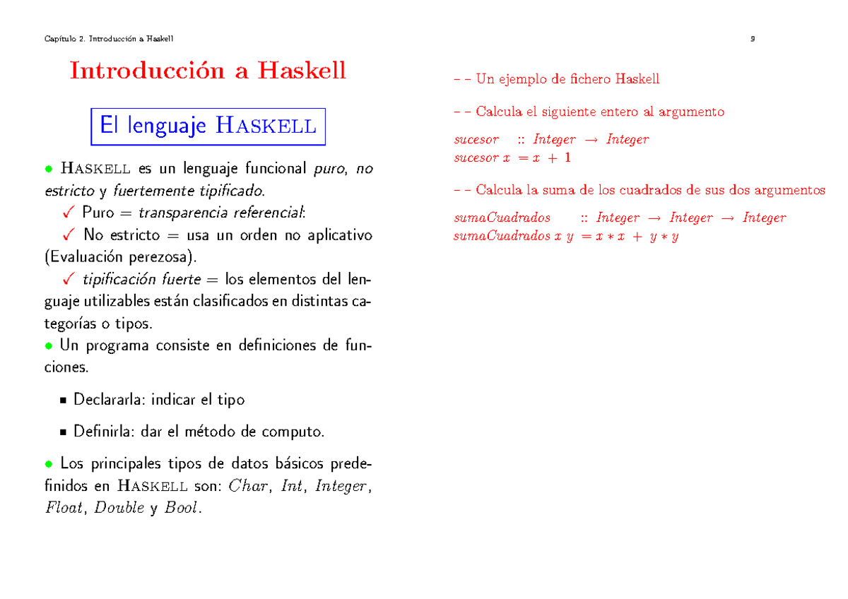Introduccion a Haskell - Introducci ́on a Haskell El lenguaje Haskell ...
