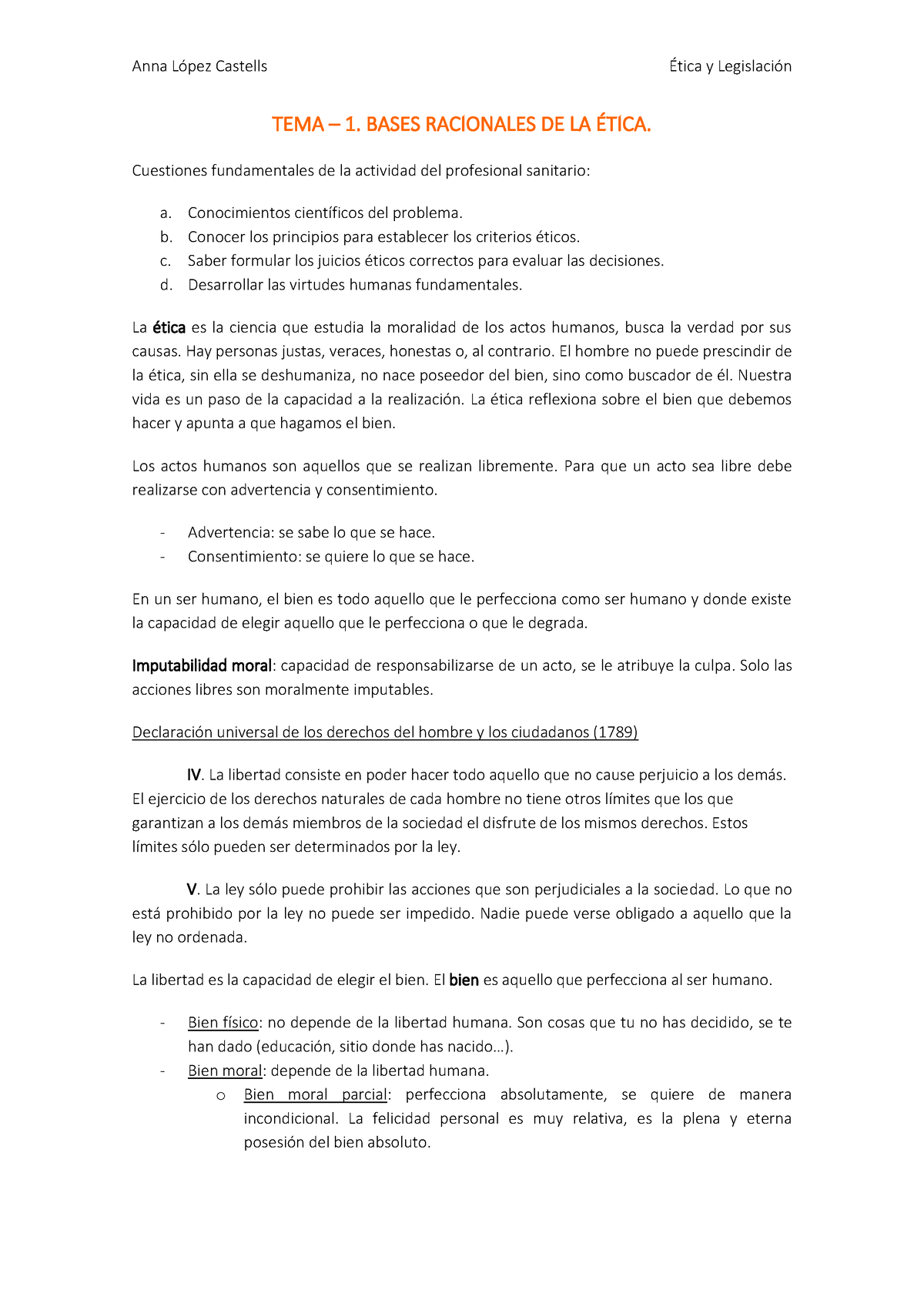 Apunts Etica Tema Bases Racionales De La Tica Cuestiones Fundamentales De La