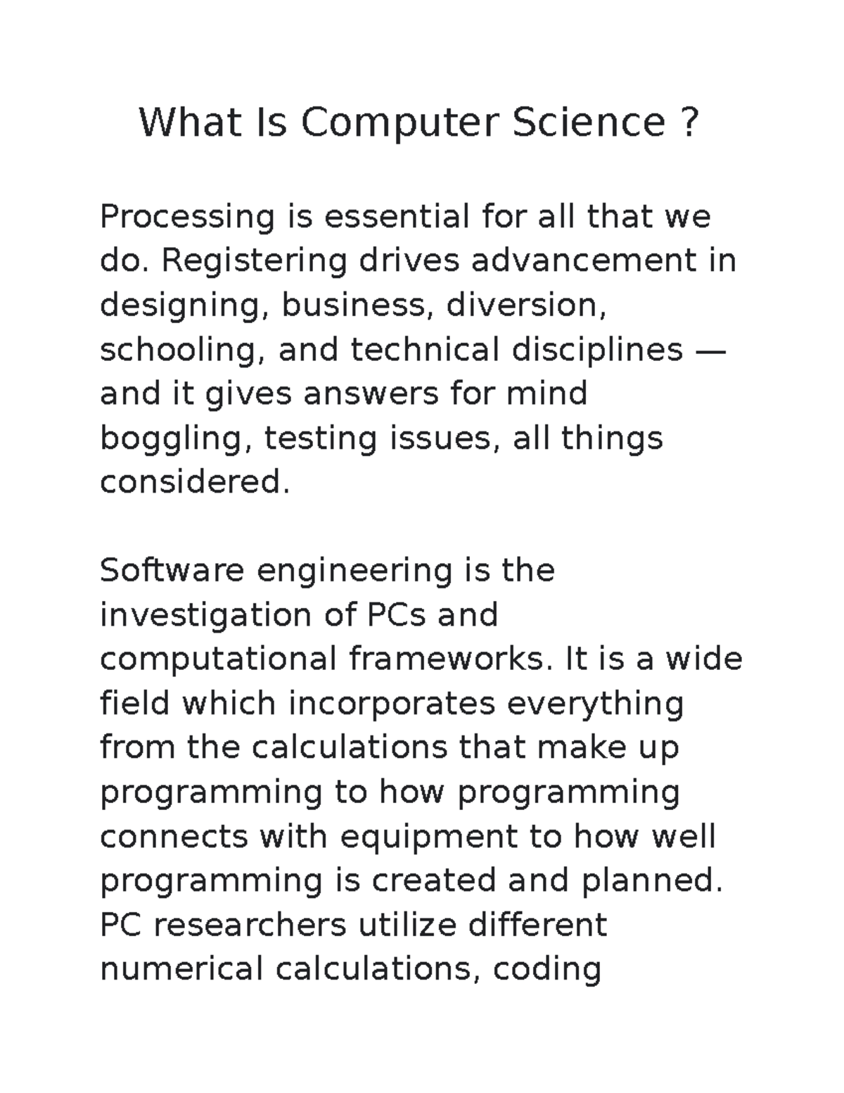 What Is Computer Science - What Is Computer Science? Processing is ...