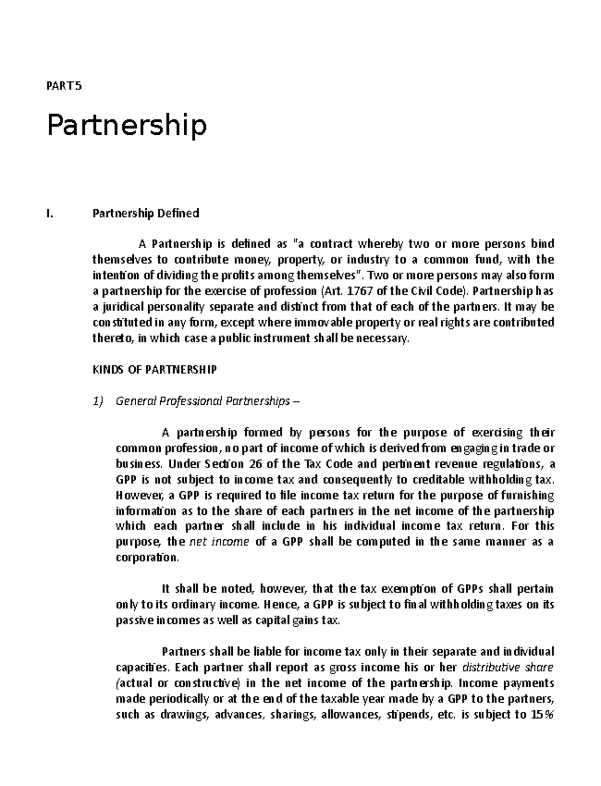 A Partnership Is A N I Accounting Entity Ii Taxable Entity