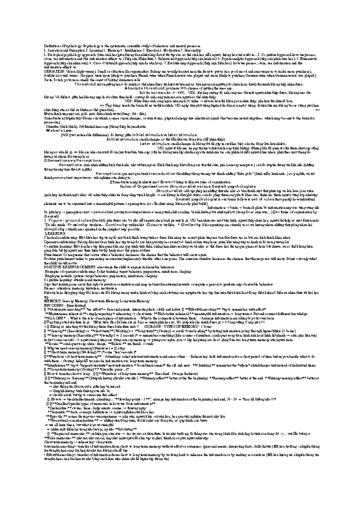 MidtermNOTEPSY psy Definition of Psychology Psychology is the