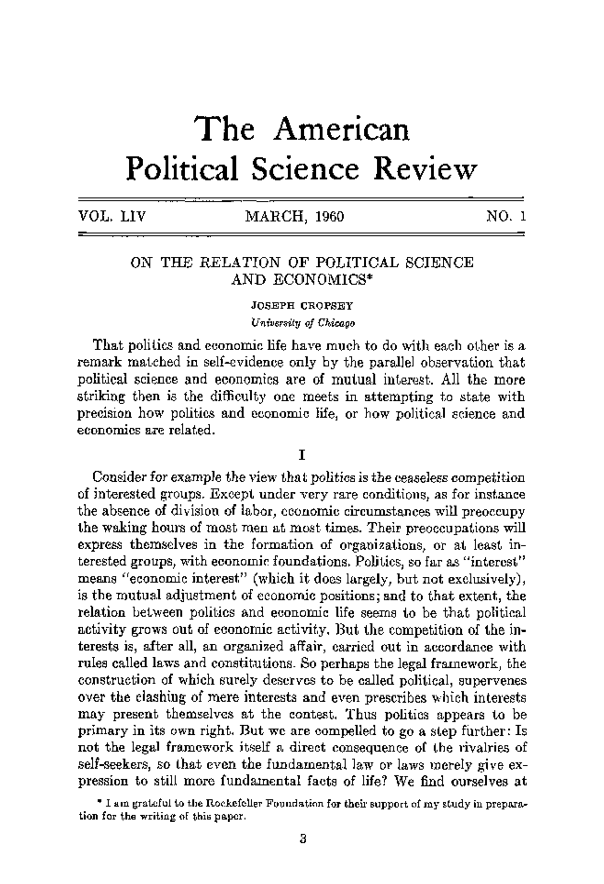Political science and econo - The American Political Science Review VOL ...