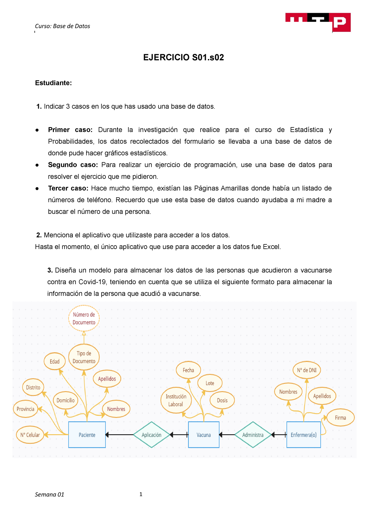 S Tarea Semana Curso Base De Datos Ejercicio S Estudiante